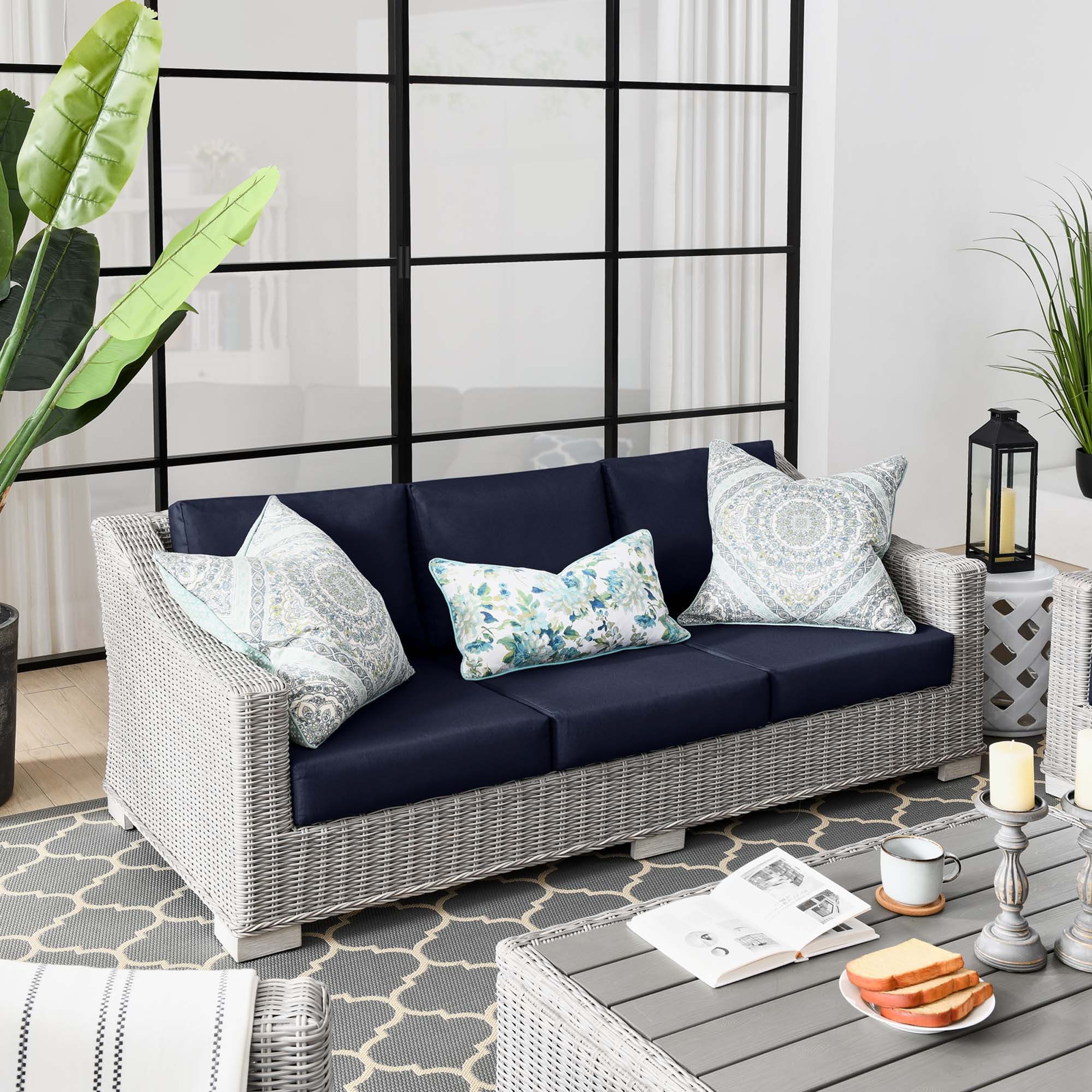 Conway Outdoor Patio Wicker Rattan Sofa - Image 10