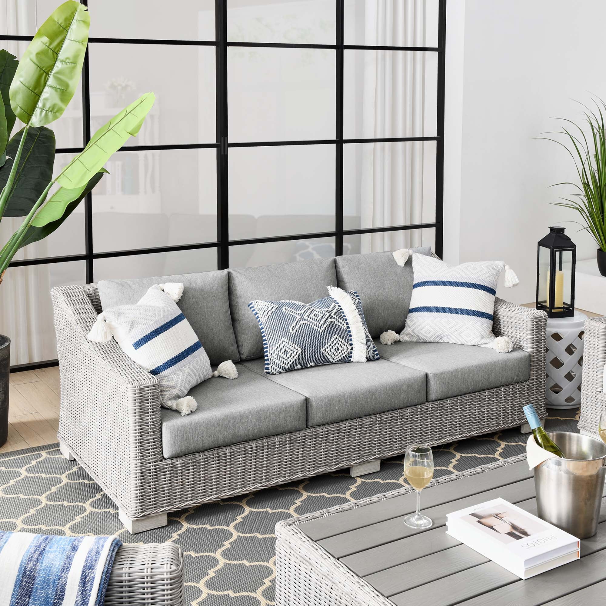 Conway Outdoor Patio Wicker Rattan Sofa - Image 2