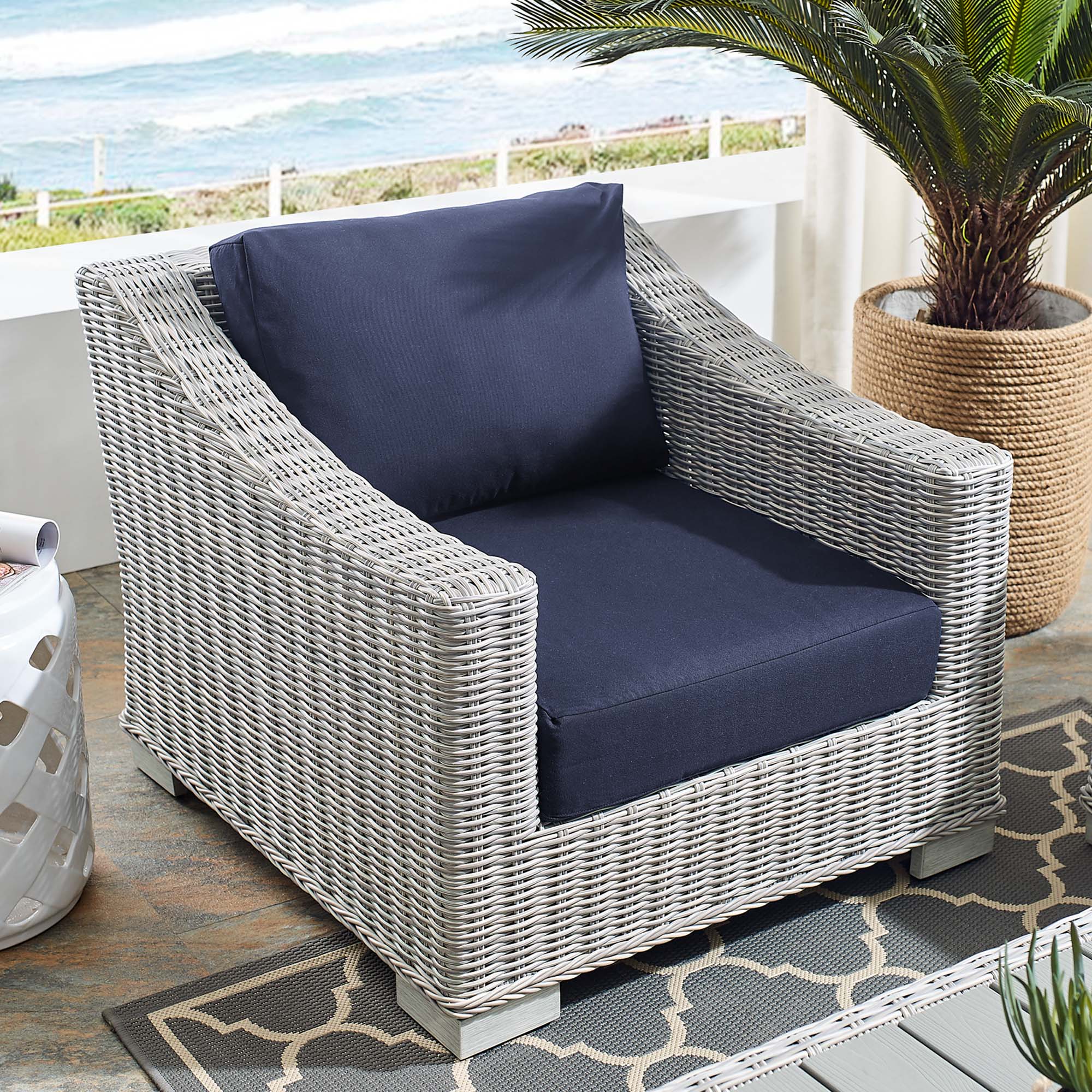 Conway Sunbrella® Outdoor Patio Wicker Rattan Armchair - Image 20