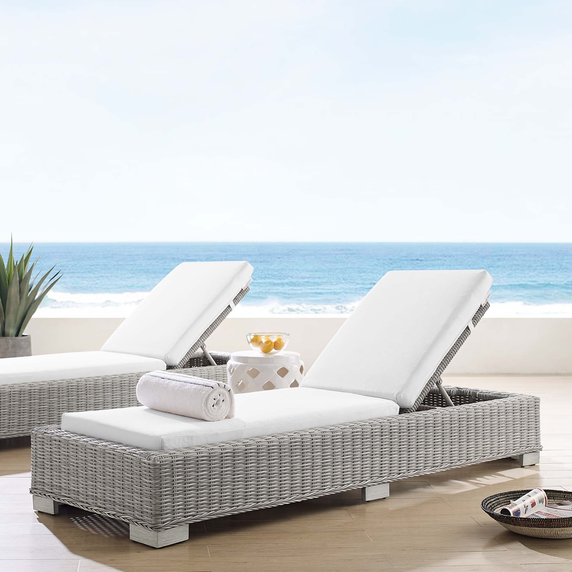 Conway Sunbrella® Outdoor Patio Wicker Rattan Chaise Lounge - Image 12