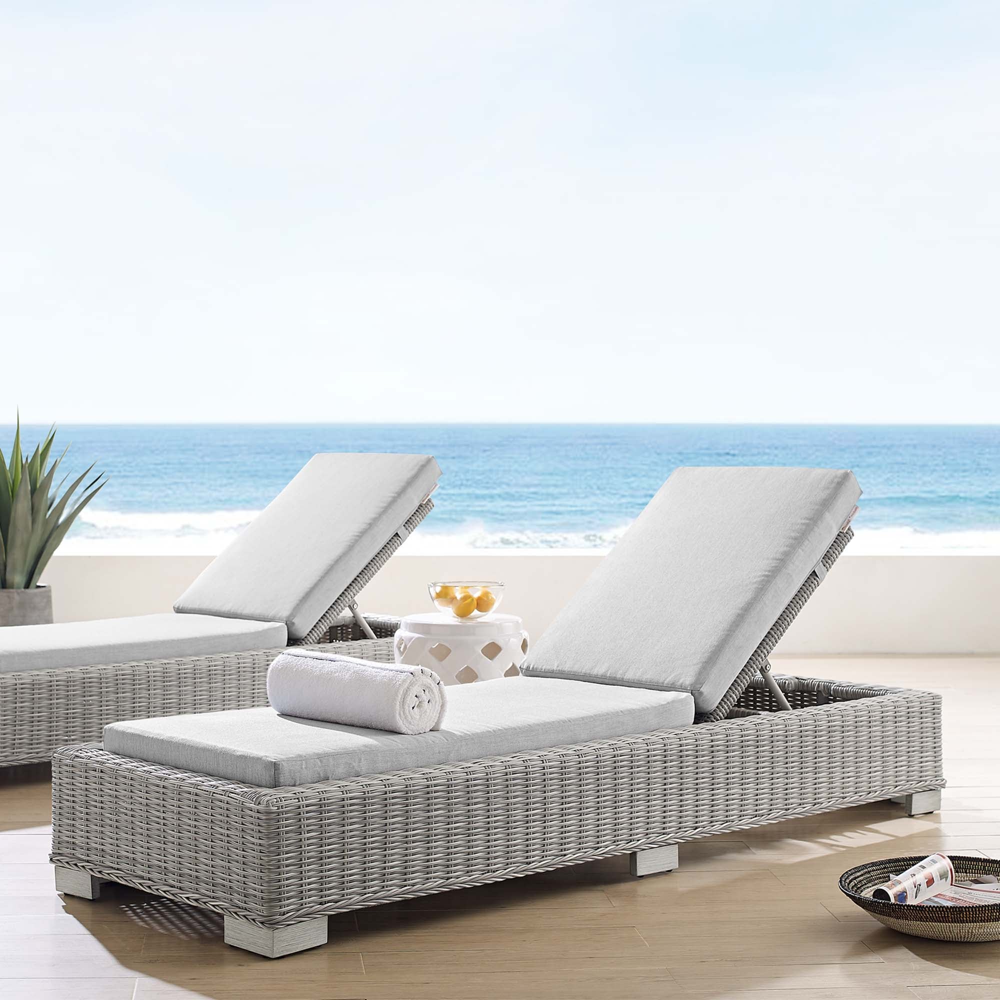 Conway Sunbrella® Outdoor Patio Wicker Rattan Chaise Lounge - Image 22