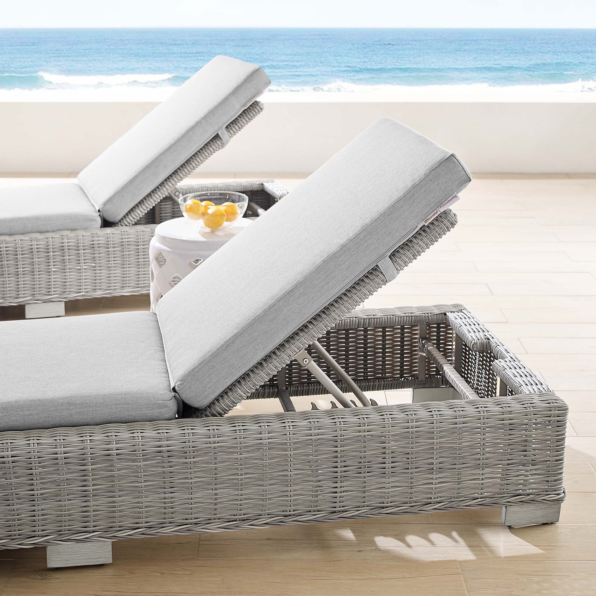 Conway Sunbrella® Outdoor Patio Wicker Rattan Chaise Lounge - Image 23