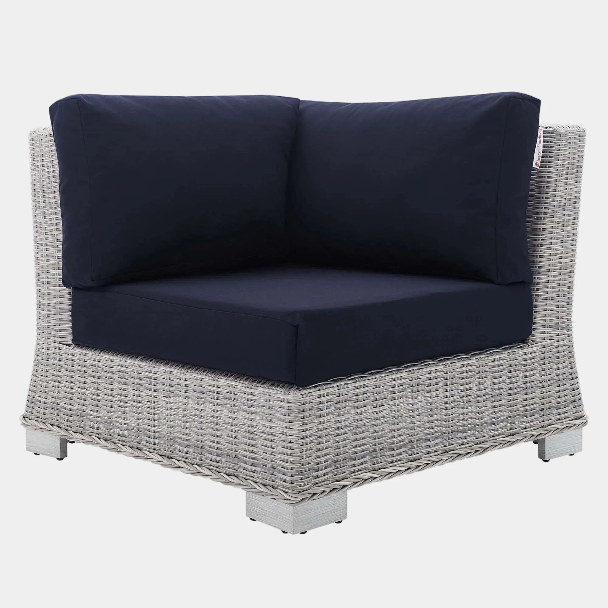 Conway Sunbrella® Outdoor Patio Wicker Rattan Corner Chair - Image 10
