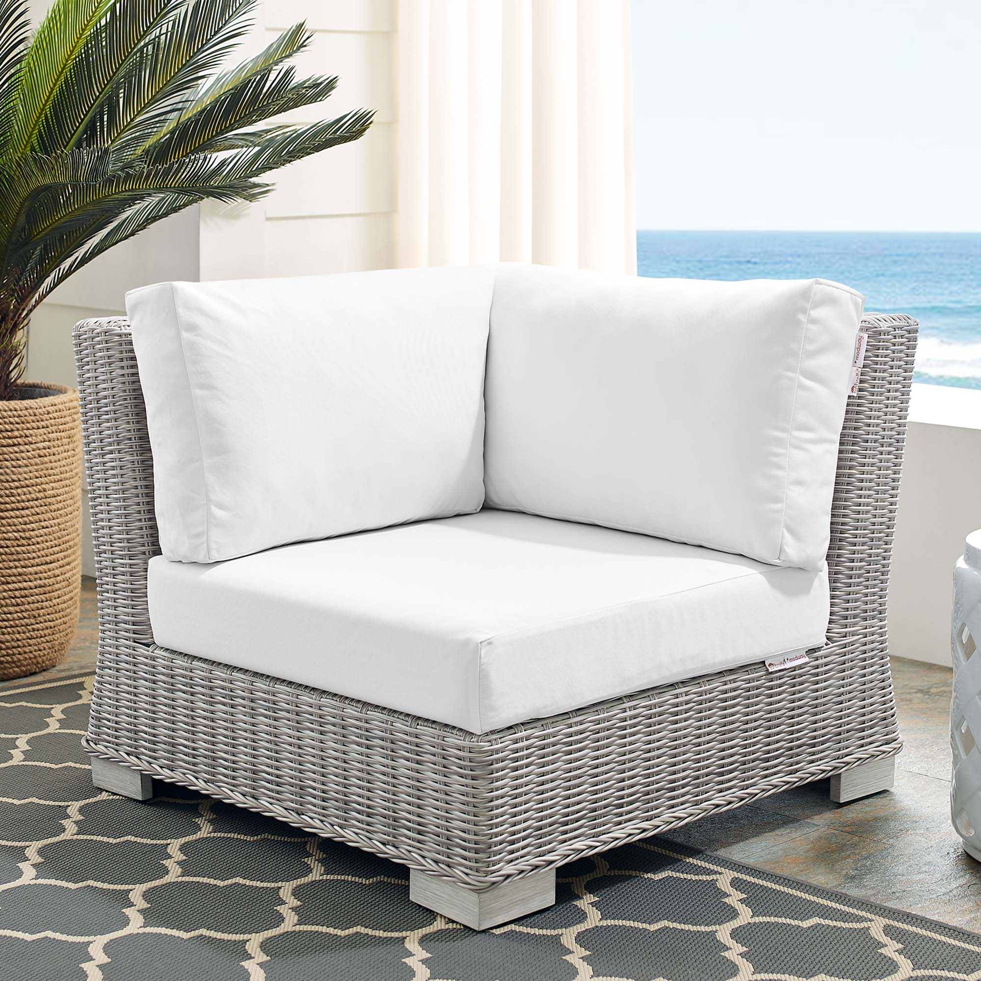 Conway Sunbrella® Outdoor Patio Wicker Rattan Corner Chair - Image 20