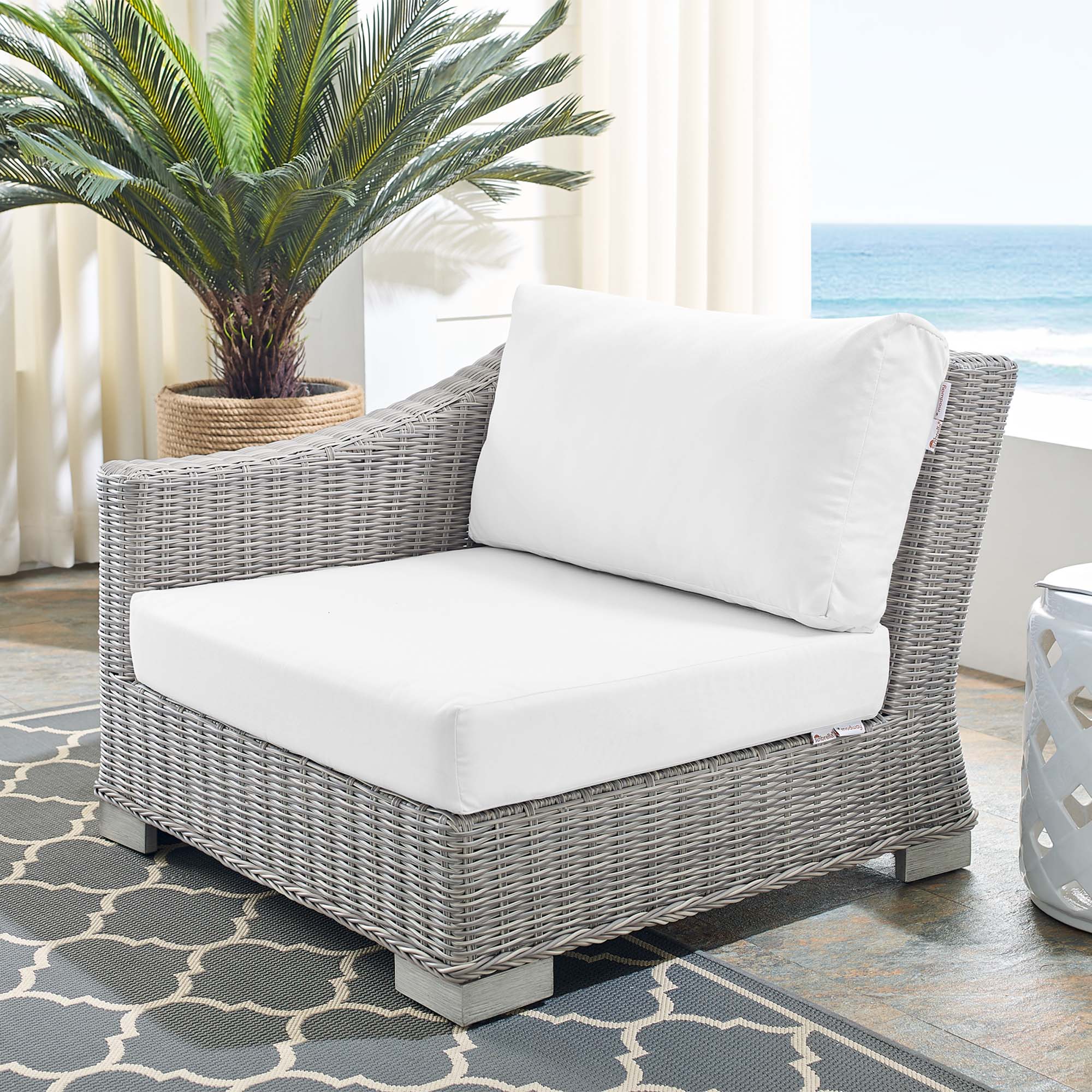 Conway Sunbrella® Outdoor Patio Wicker Rattan Left-Arm Chair - Image 11