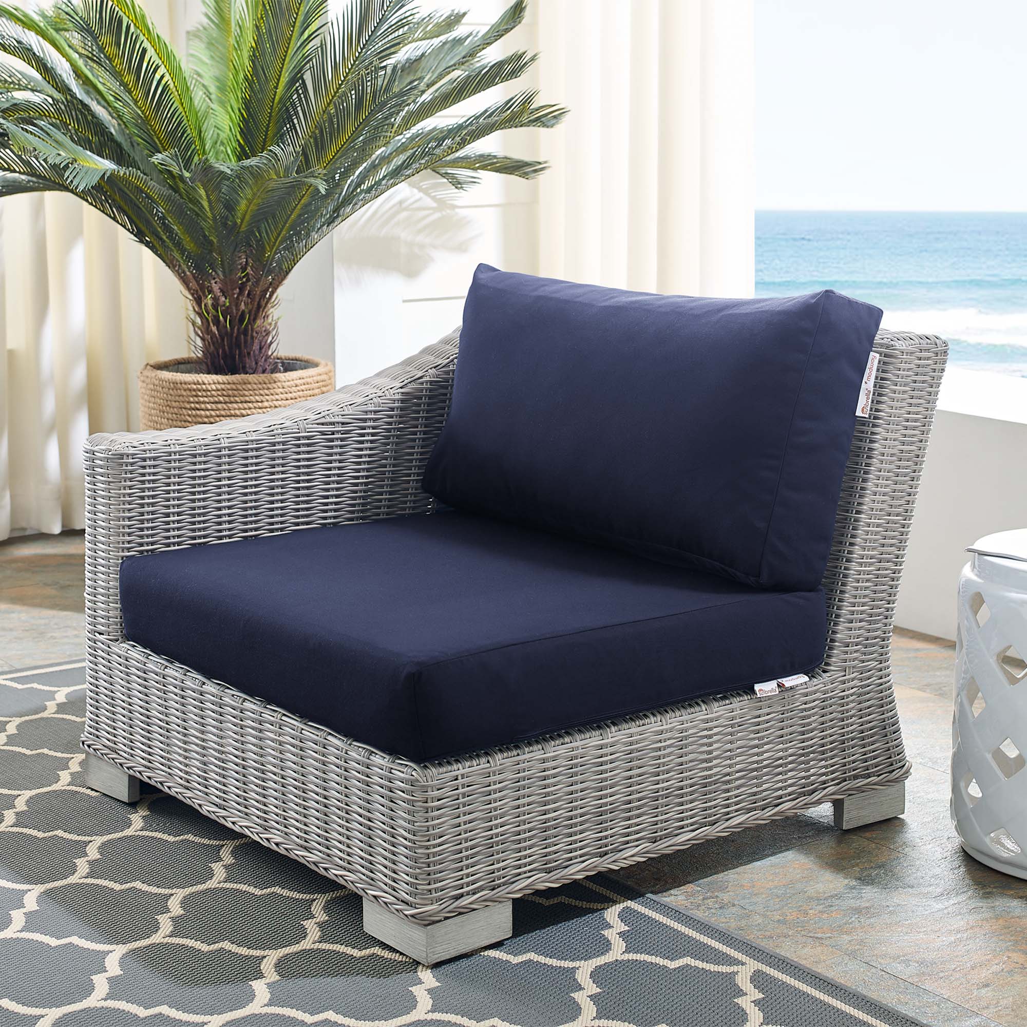 Conway Sunbrella® Outdoor Patio Wicker Rattan Left-Arm Chair - Image 3