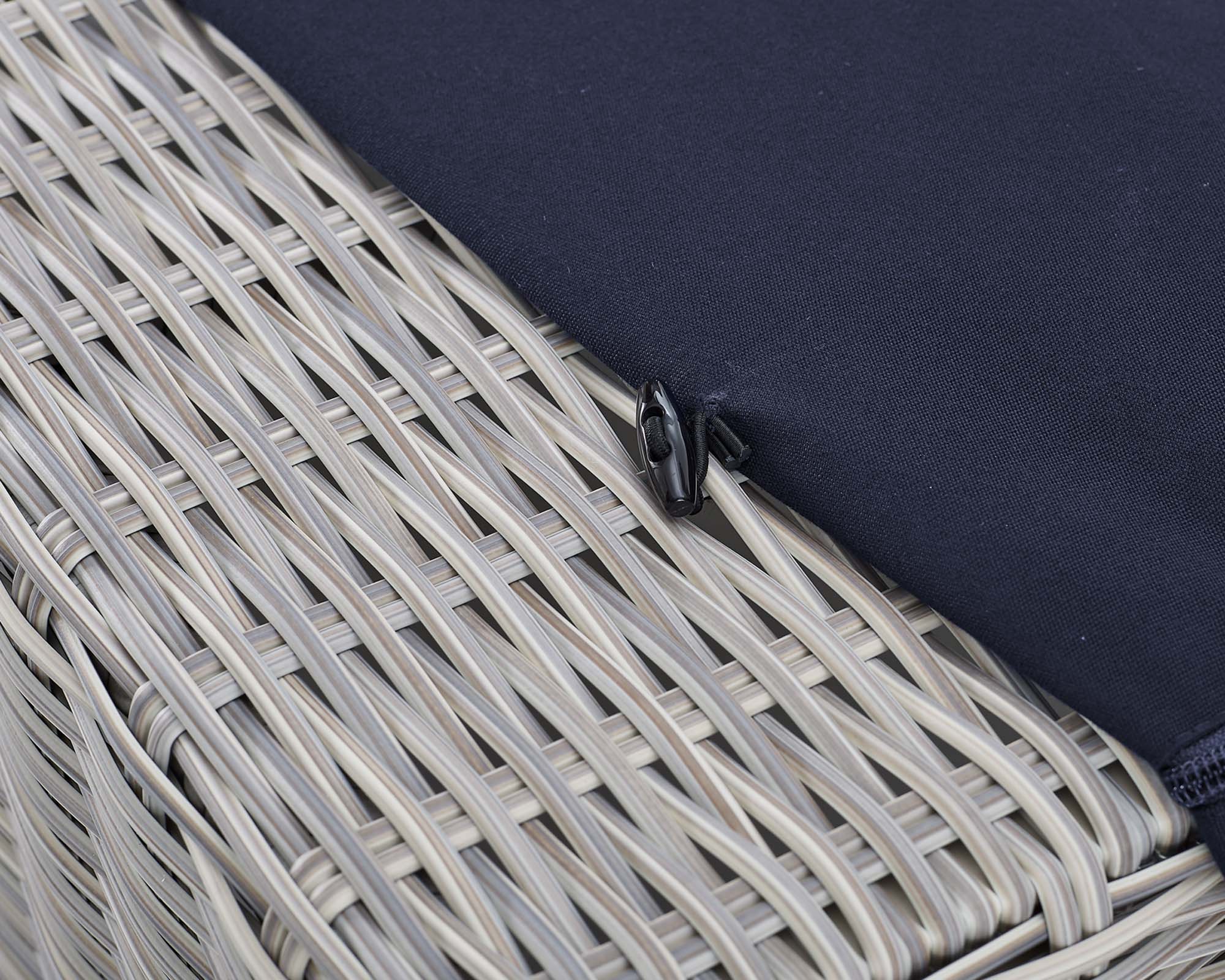 Conway Sunbrella® Outdoor Patio Wicker Rattan Ottoman in Light Gray Navy - Image 3