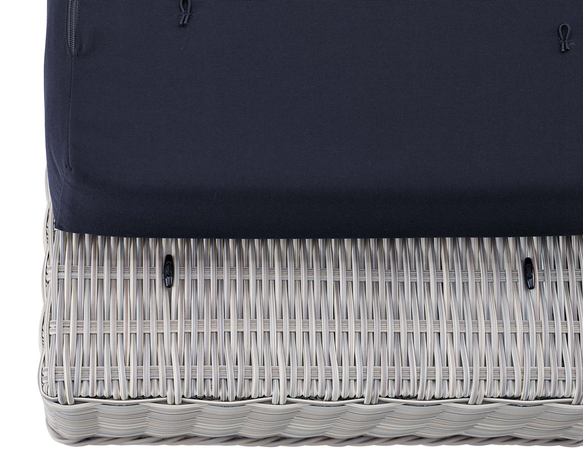 Conway Sunbrella® Outdoor Patio Wicker Rattan Ottoman in Light Gray Navy - Image 6