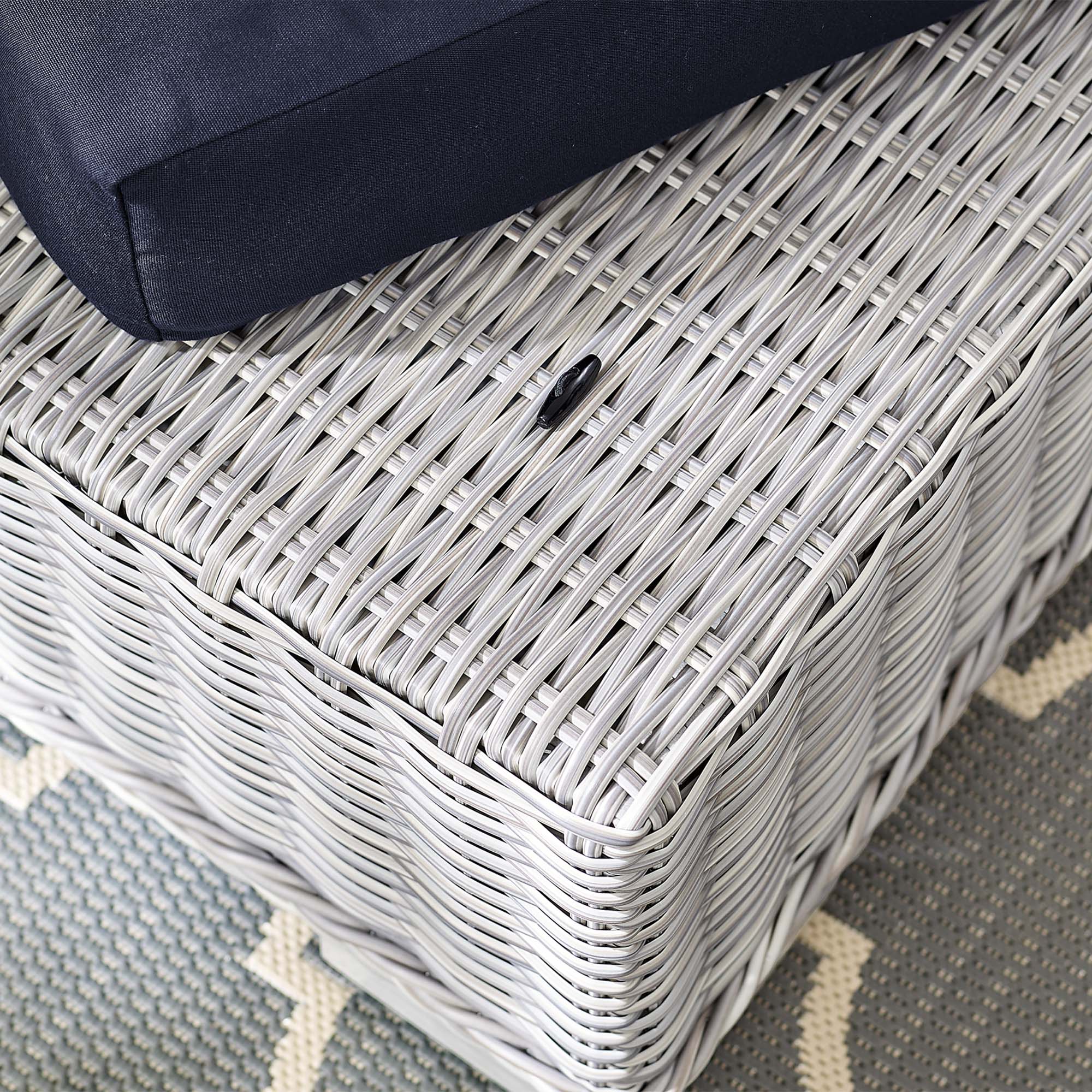 Conway Sunbrella® Outdoor Patio Wicker Rattan Ottoman in Light Gray Navy - Image 7