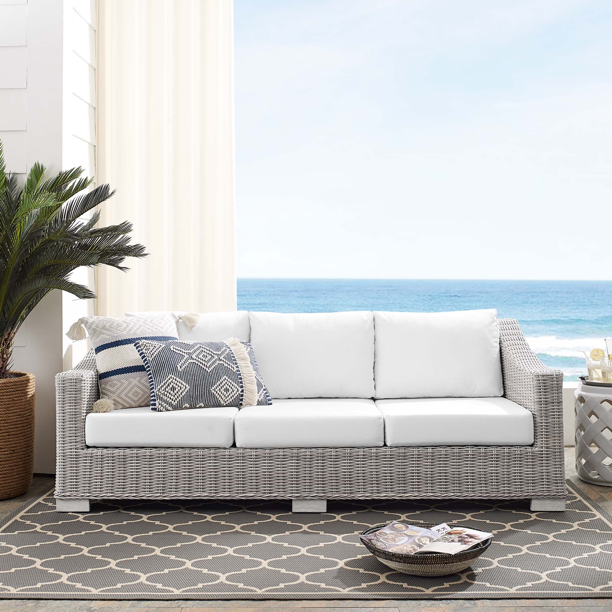 Conway Sunbrella® Outdoor Patio Wicker Rattan Sofa - Image 11