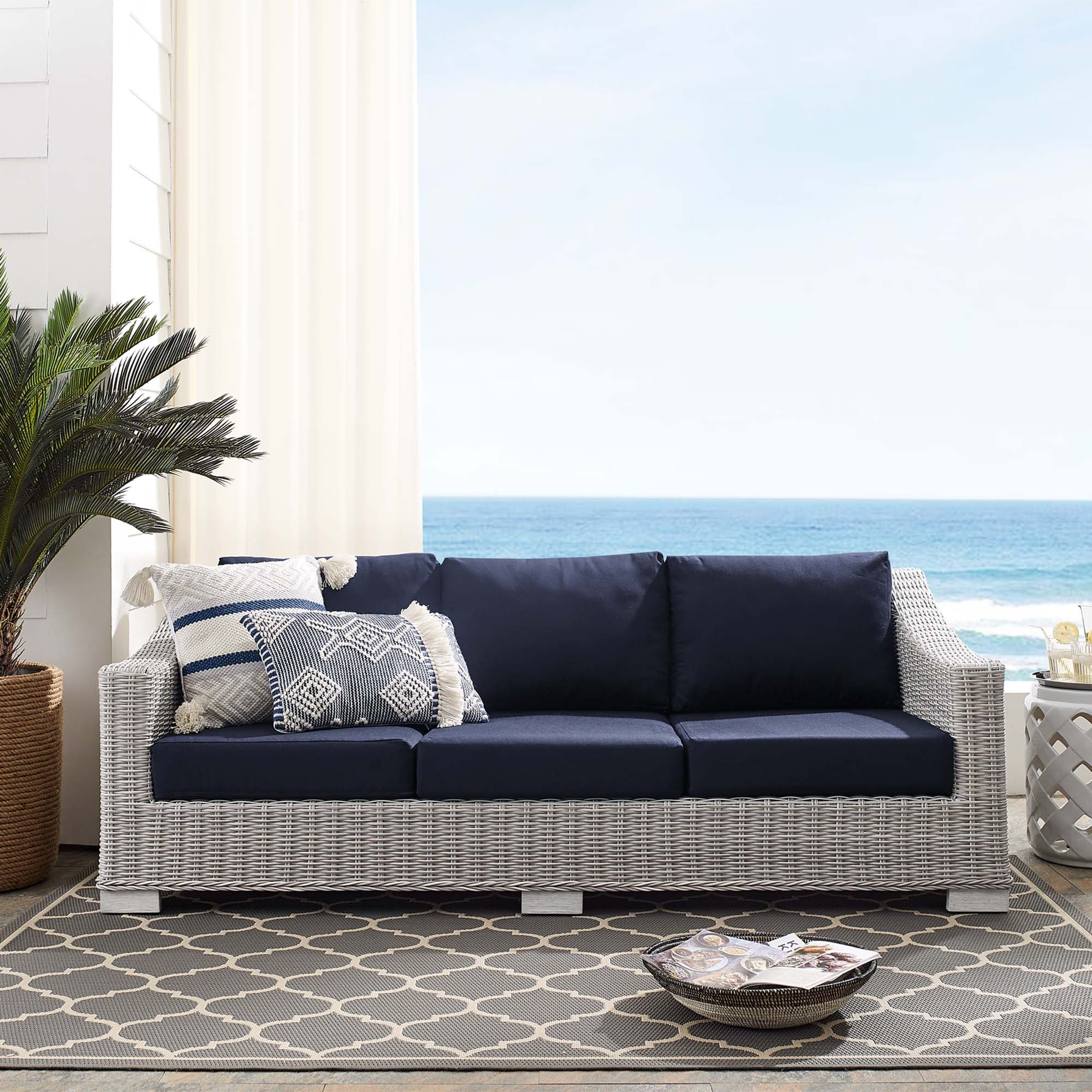 Conway Sunbrella® Outdoor Patio Wicker Rattan Sofa - Image 20