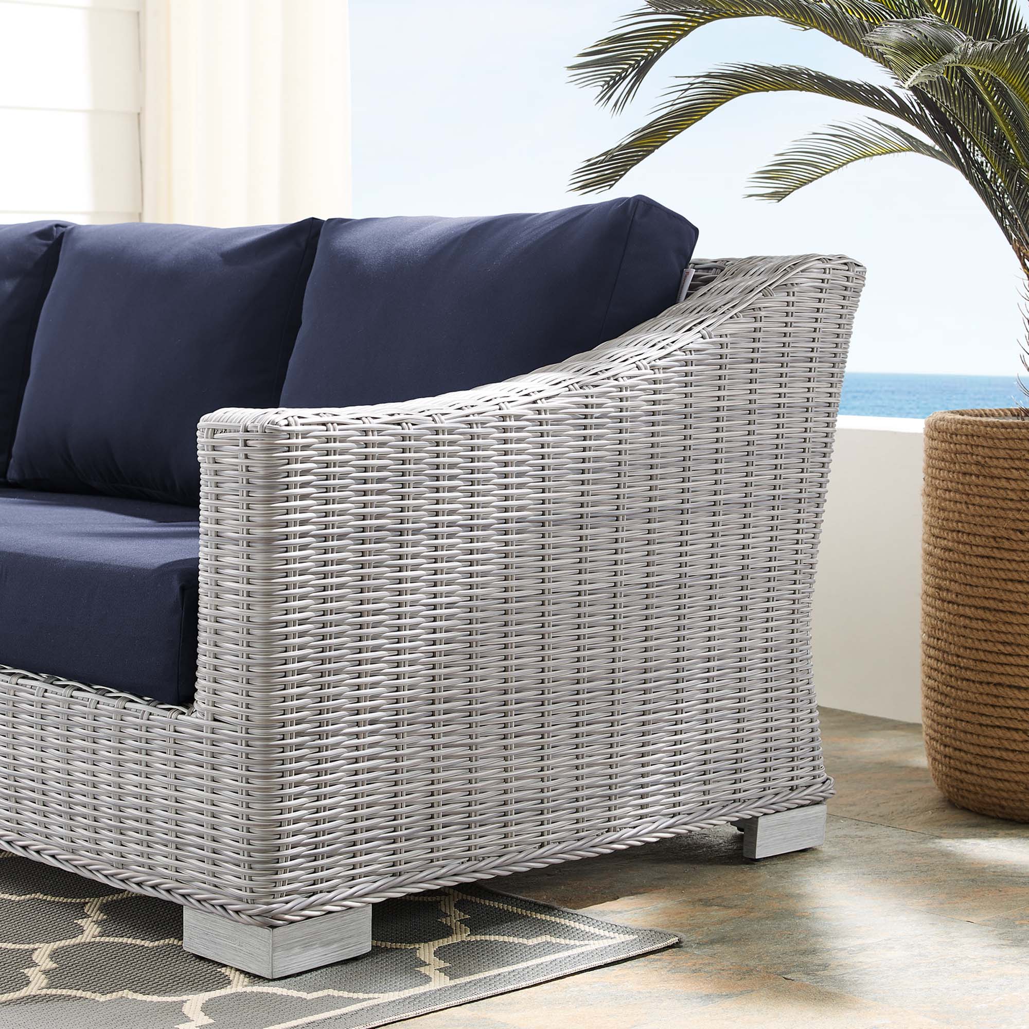 Conway Sunbrella® Outdoor Patio Wicker Rattan Sofa - Image 25