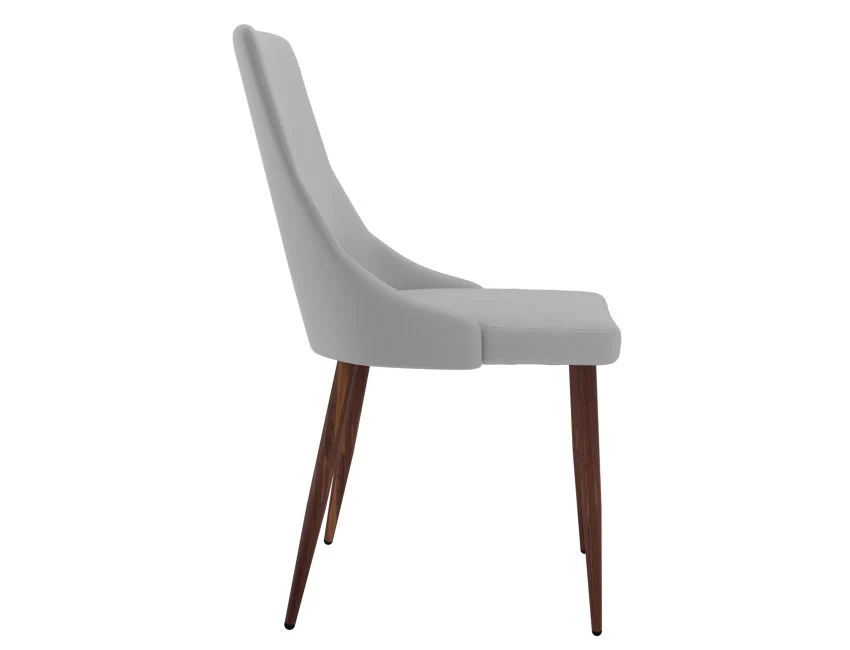 Cora Faux Leather Dining Chair, set of 2, in Light Grey and Walnut - Image 3