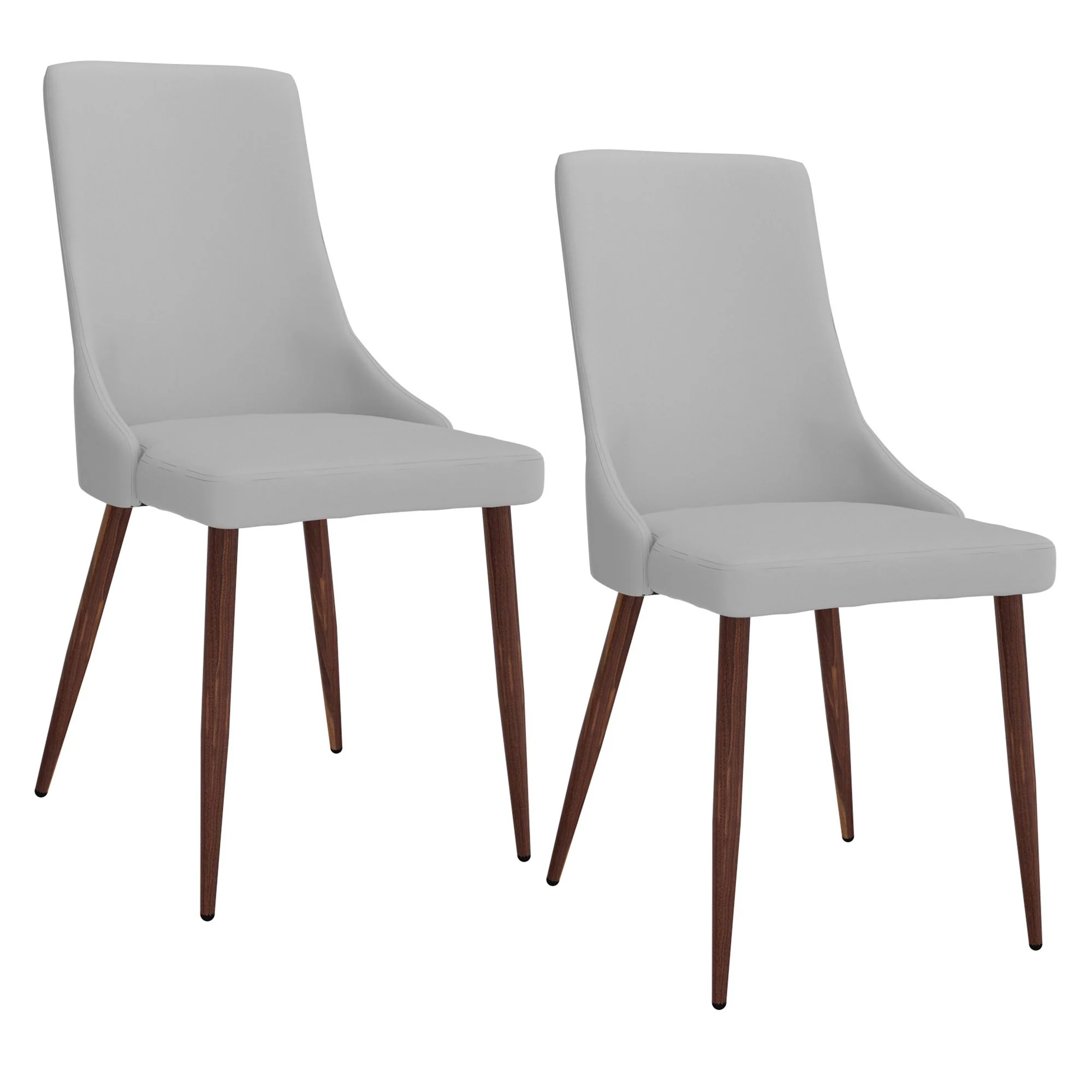 Cora Faux Leather Dining Chair, set of 2, in Light Grey and Walnut - Image 5