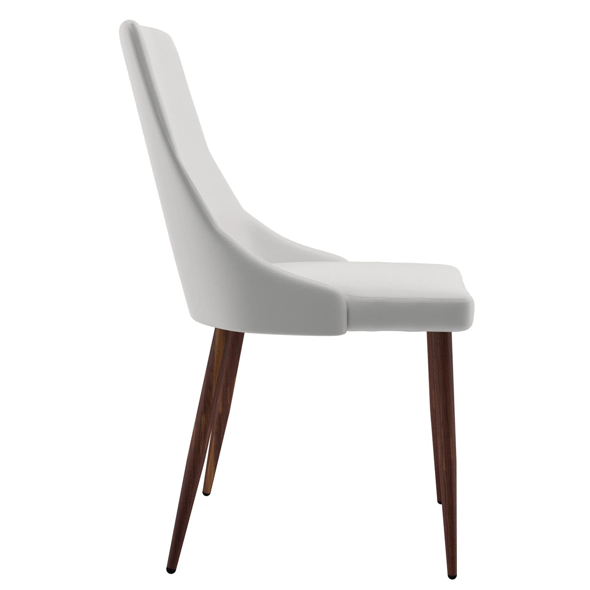 Cora Faux Leather Dining Chair, set of 2, in White and Walnut - Image 3