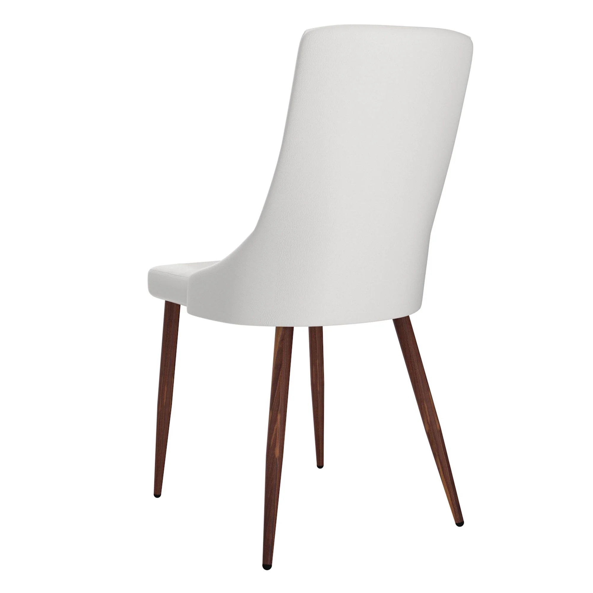 Cora Faux Leather Dining Chair, set of 2, in White and Walnut - Image 4