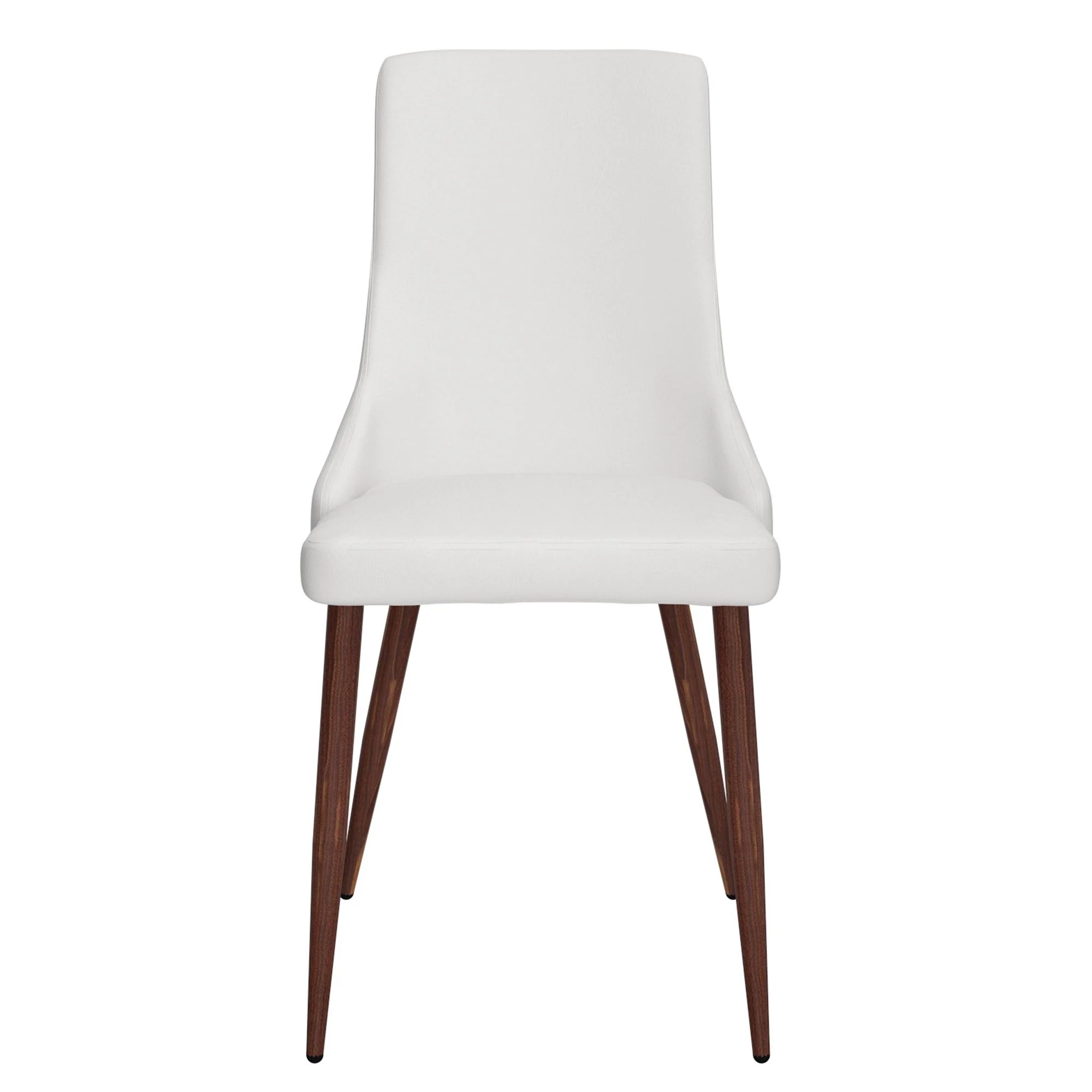 Cora Faux Leather Dining Chair, set of 2, in White and Walnut - Image 5
