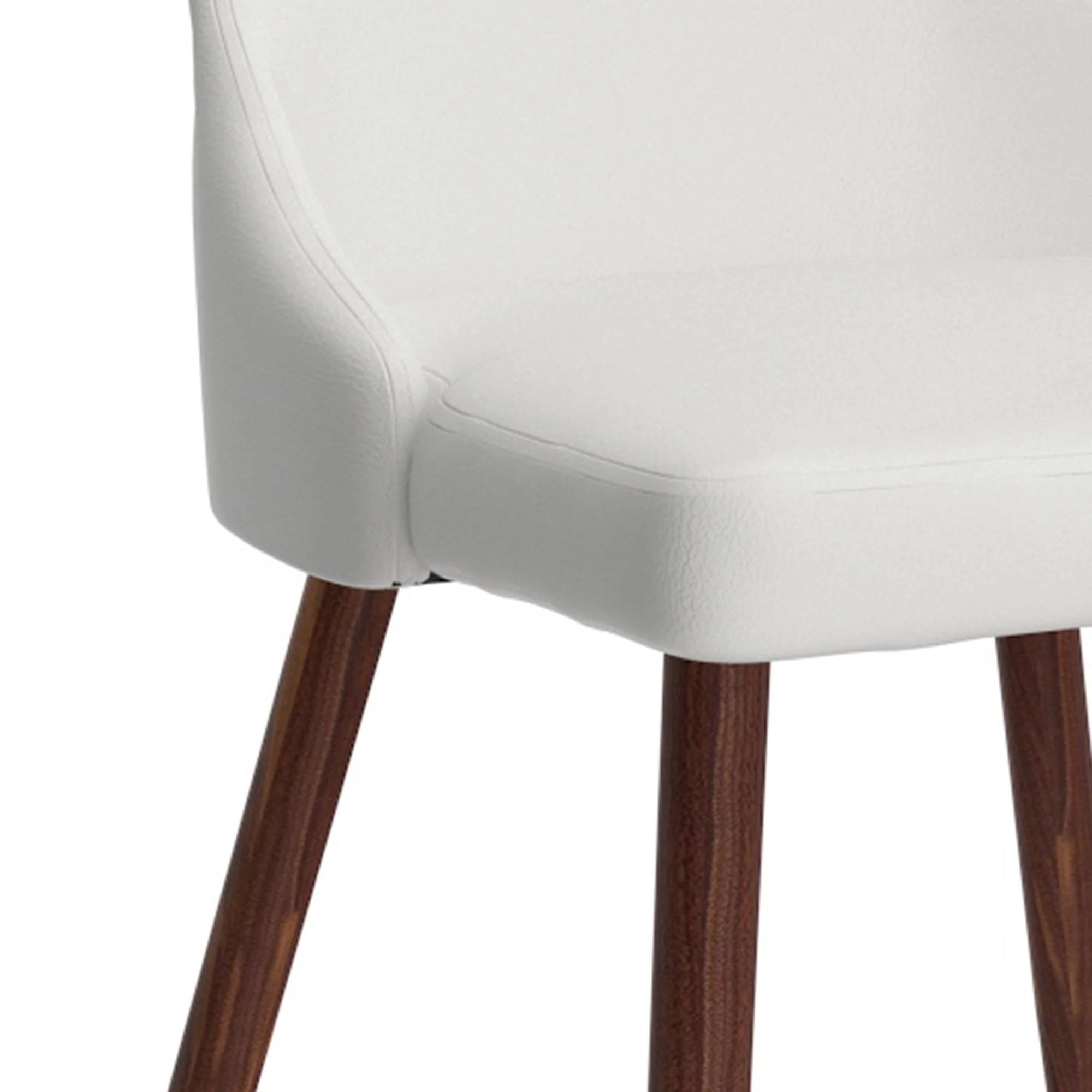 Cora Faux Leather Dining Chair, set of 2, in White and Walnut - Image 6
