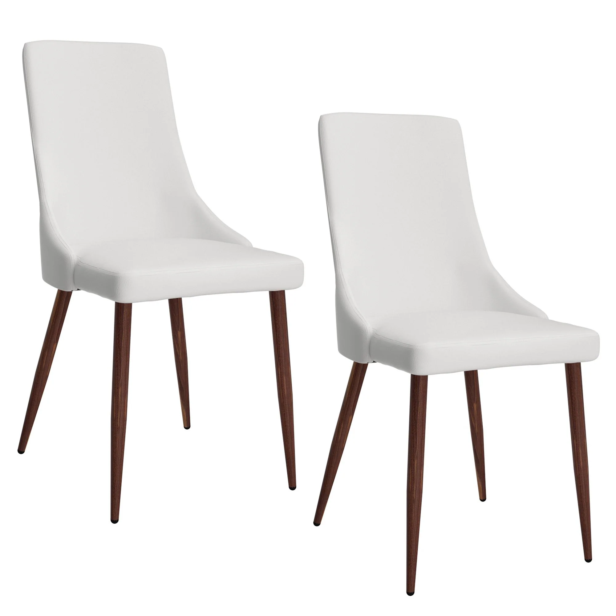 Cora Faux Leather Dining Chair, set of 2, in White and Walnut - Image 7