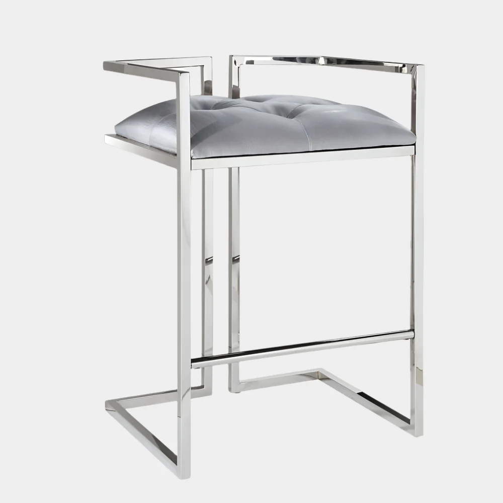Coralie Counter Stool: Silver Satin