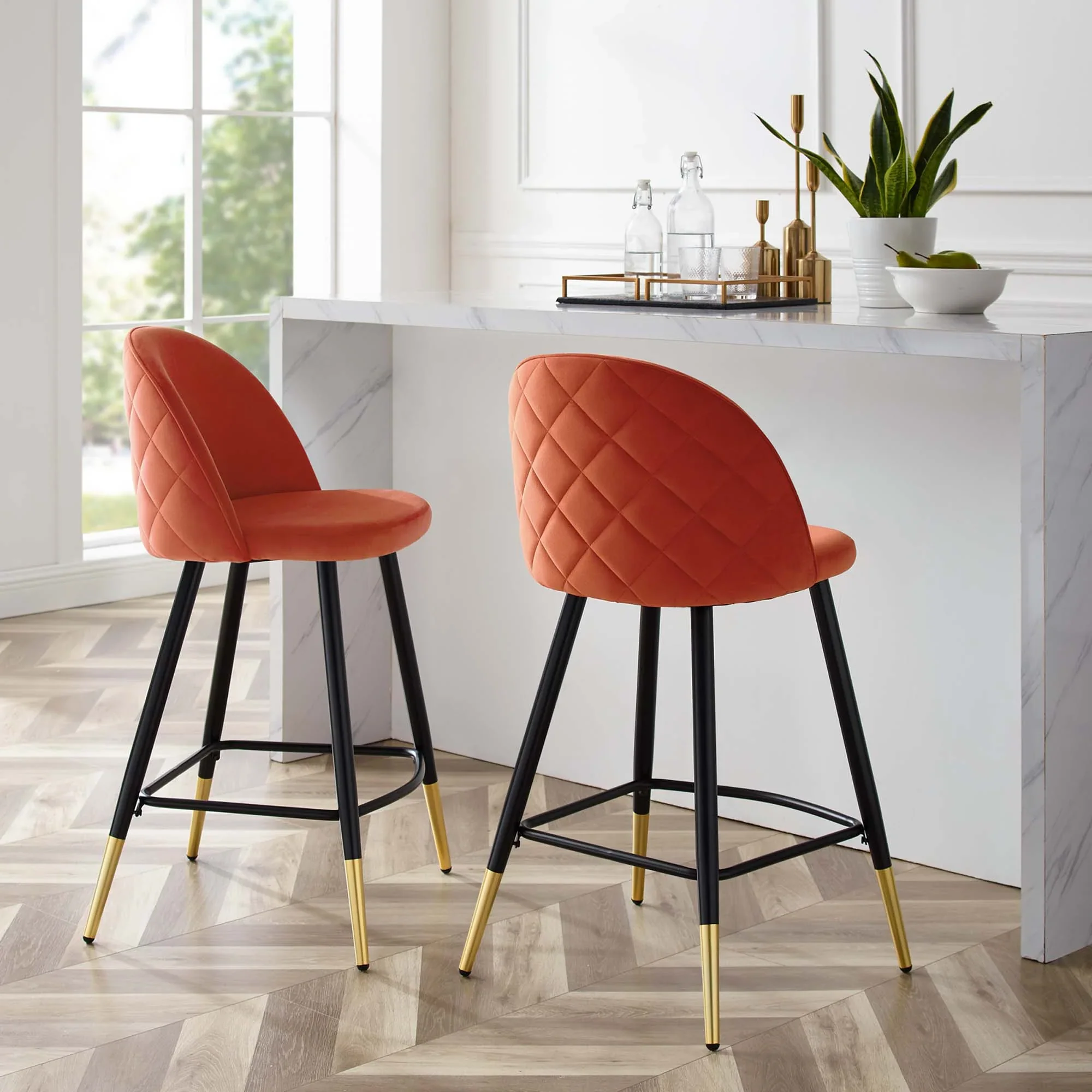 Cordial Performance Velvet Counter Stools Set of 2 - Image 2