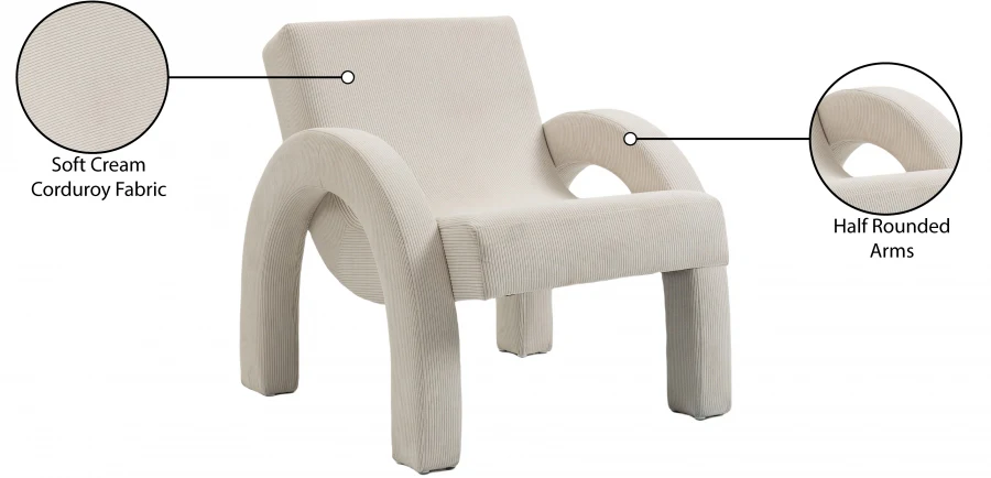 Corduroy Fabric Upholstered Accent Chair - Image 20