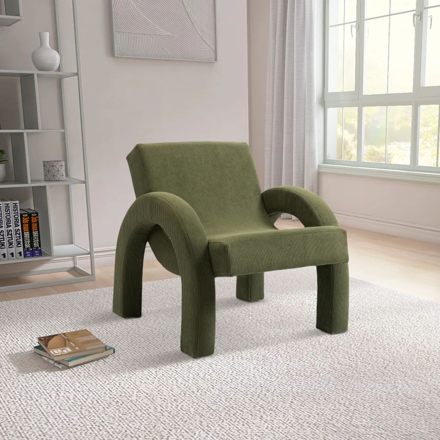 Corduroy Fabric Upholstered Accent Chair - Image 22