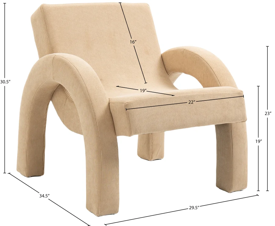 Corduroy Fabric Upholstered Accent Chair - Image 60