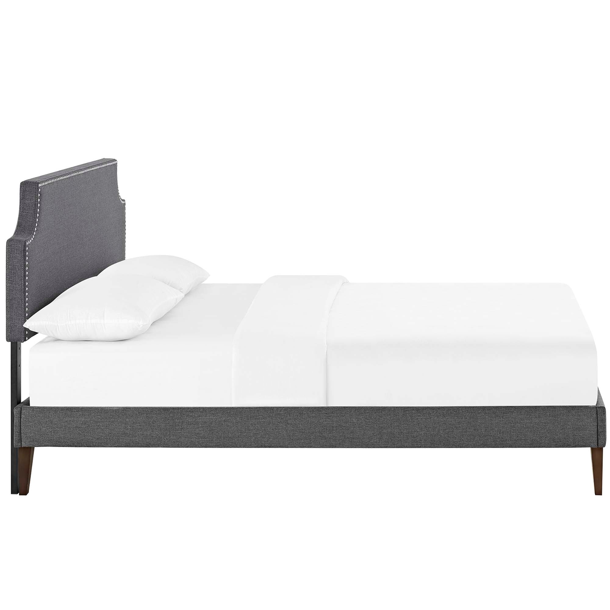 Corene Fabric Platform Bed with Squared Tapered Legs - Image 4