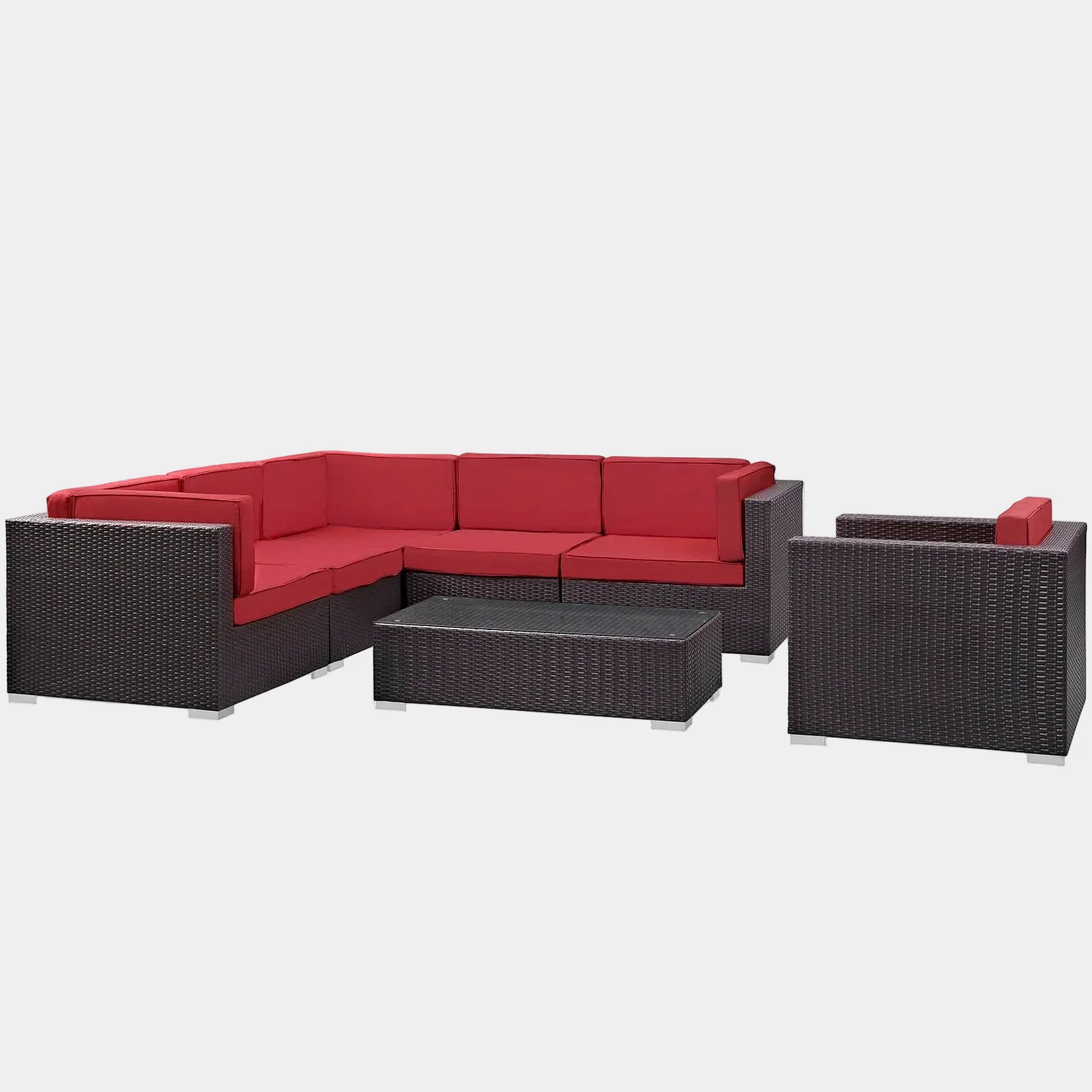 Corona 7 Piece Outdoor Patio Sectional Set - Image 6