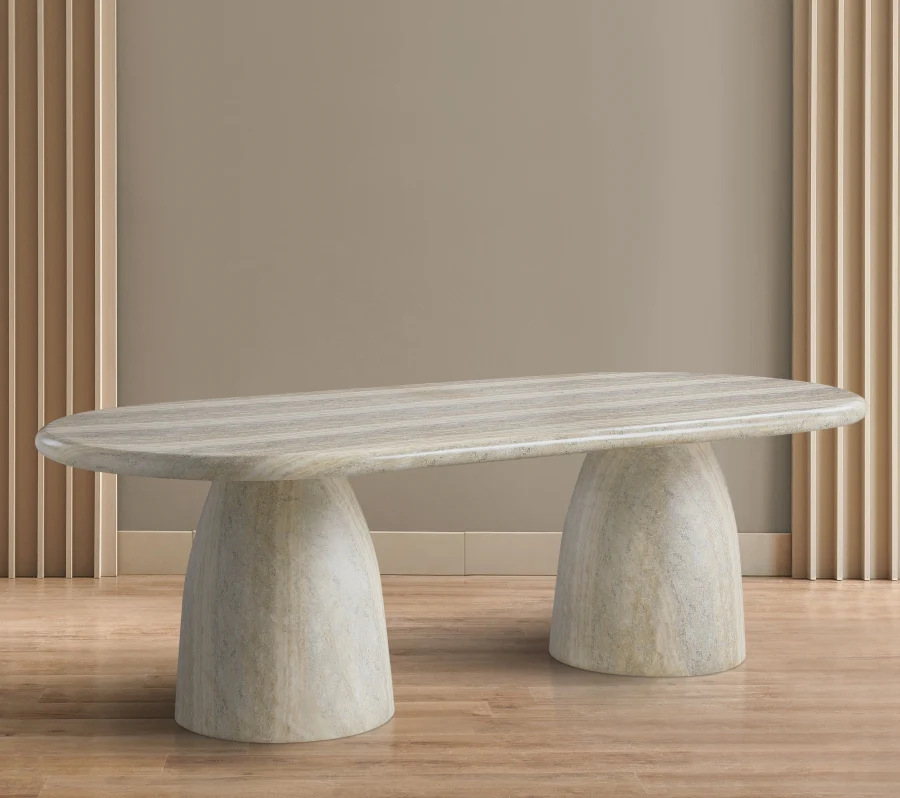 Cosenza Travertine Finish Indoor / Outdoor Concrete Dining Table - Image 3