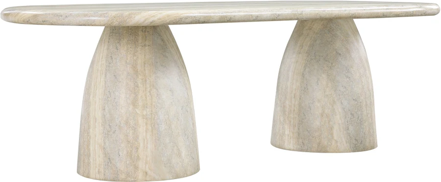 Cosenza Travertine Finish Indoor / Outdoor Concrete Dining Table - Image 4