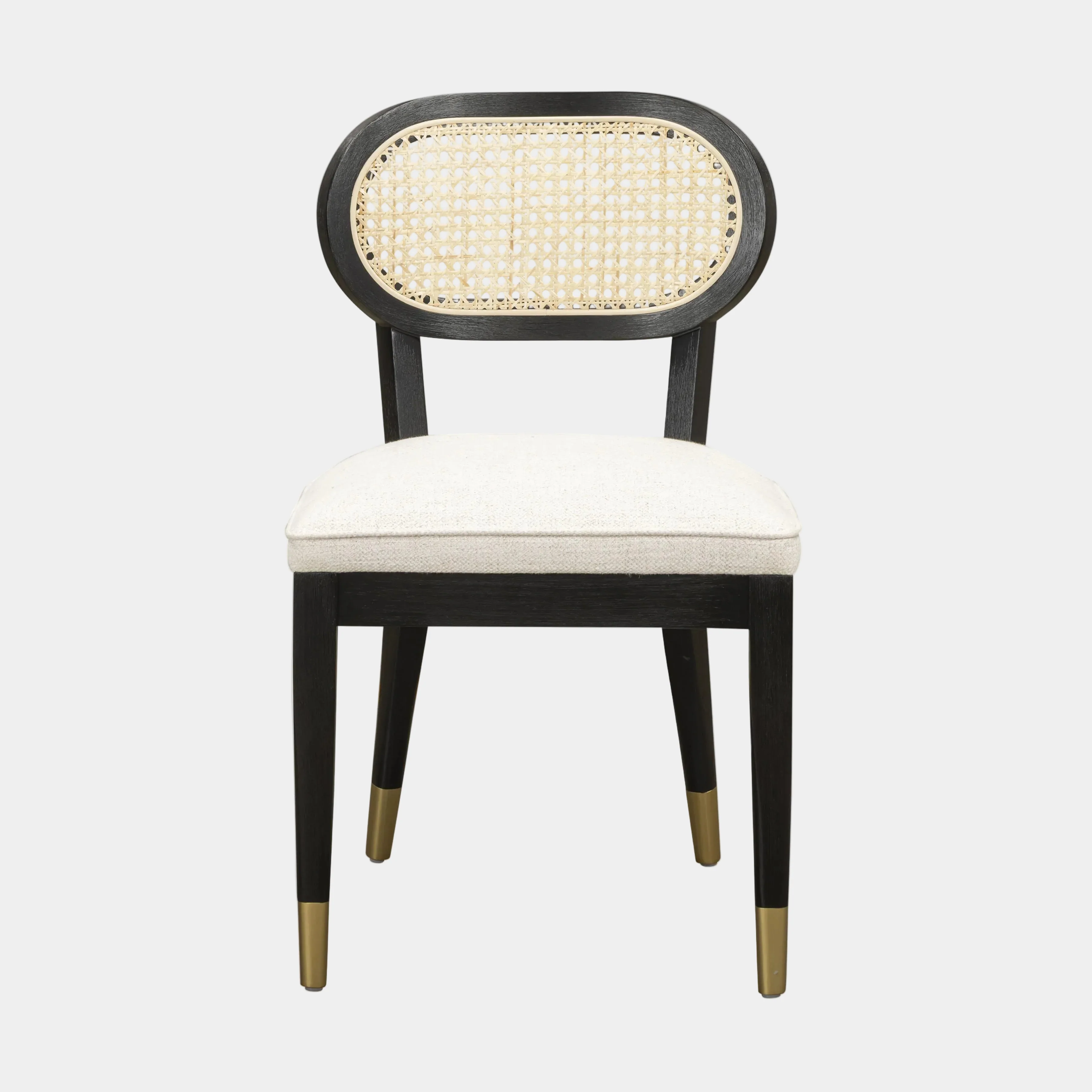 Cosette Black Dining Chair in Cream Performance Linen