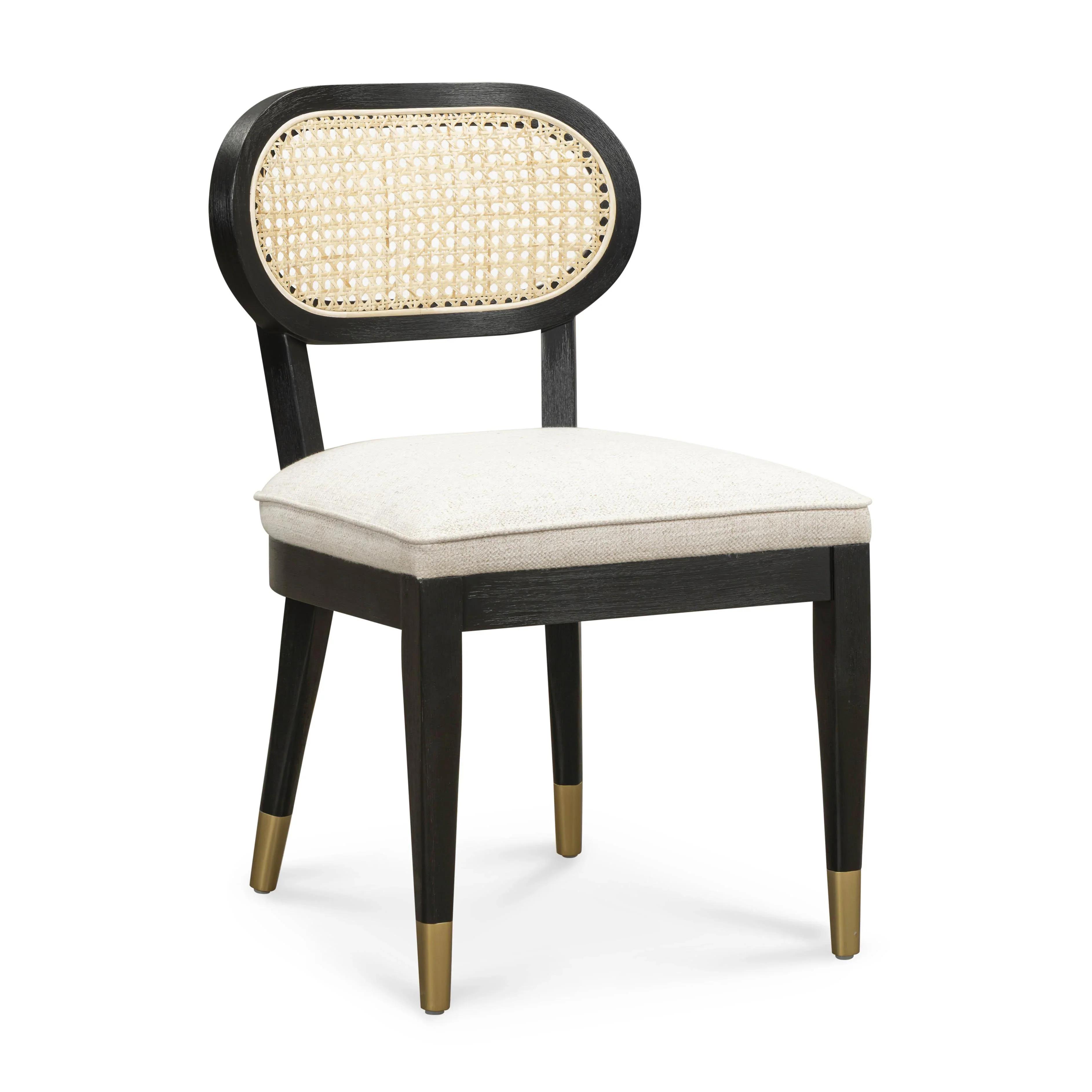 Cosette Black Dining Chair in Cream Performance Linen - Image 3