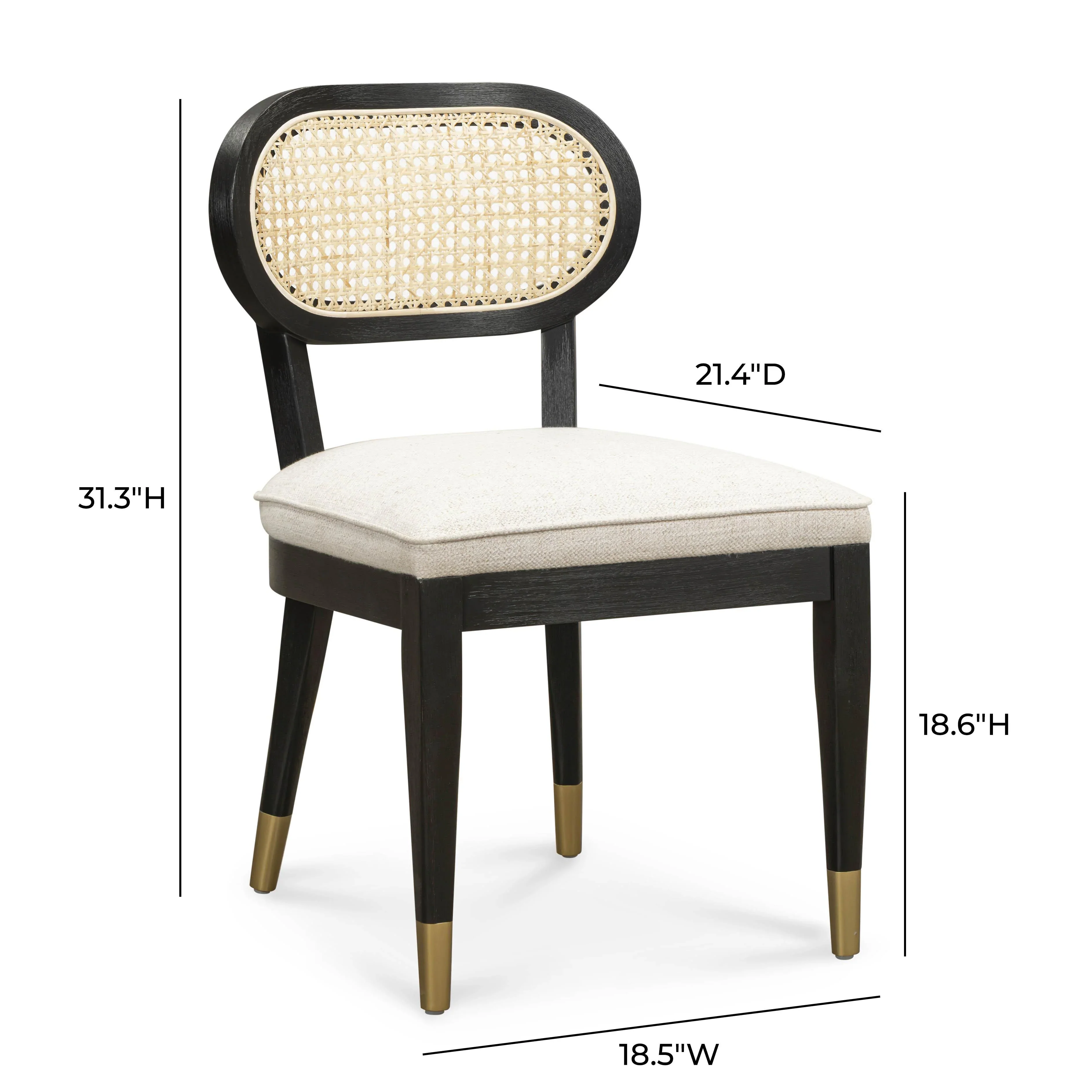 Cosette Black Dining Chair in Cream Performance Linen - Image 5
