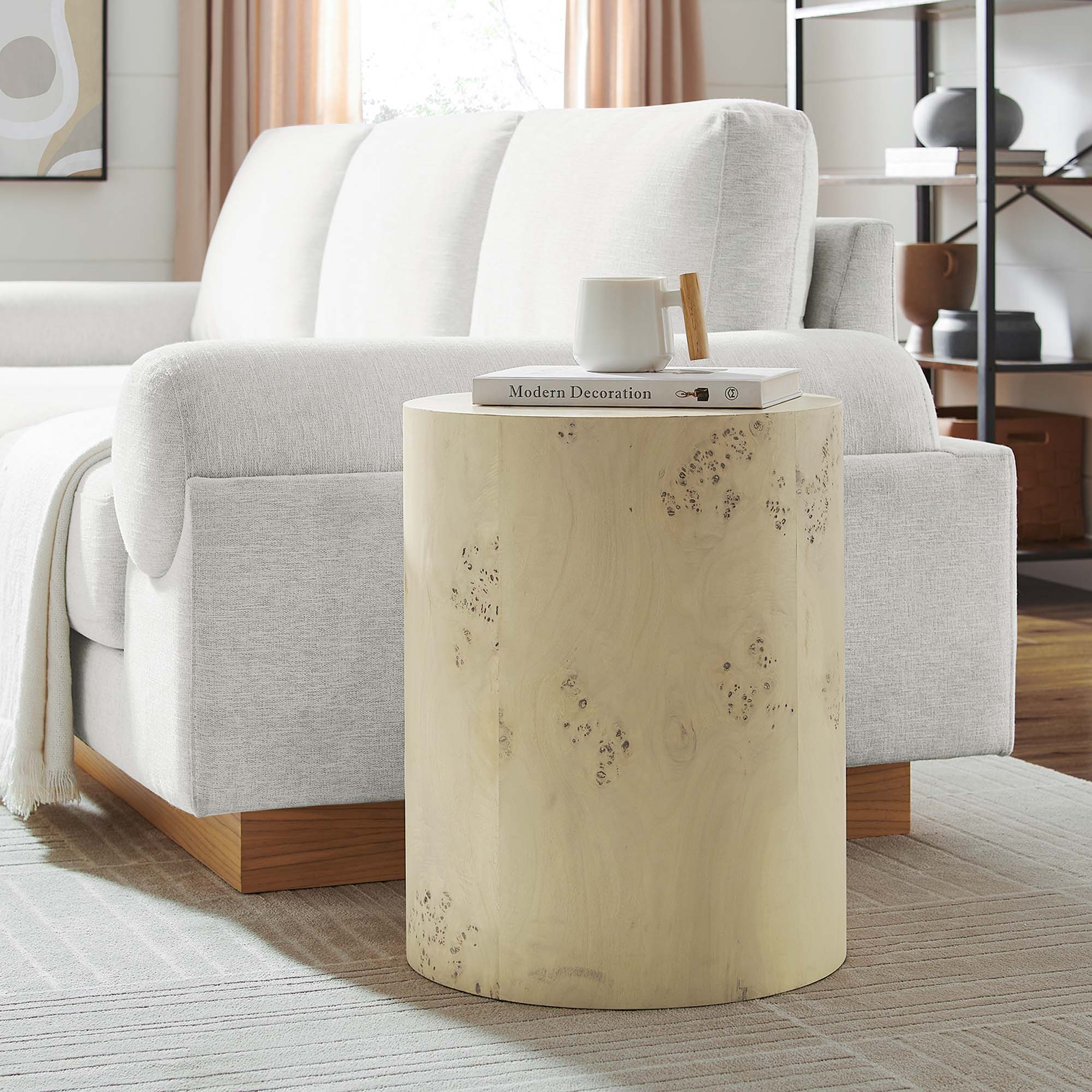 Cosmos 16" Round Burl Wood Side Table - Image 2