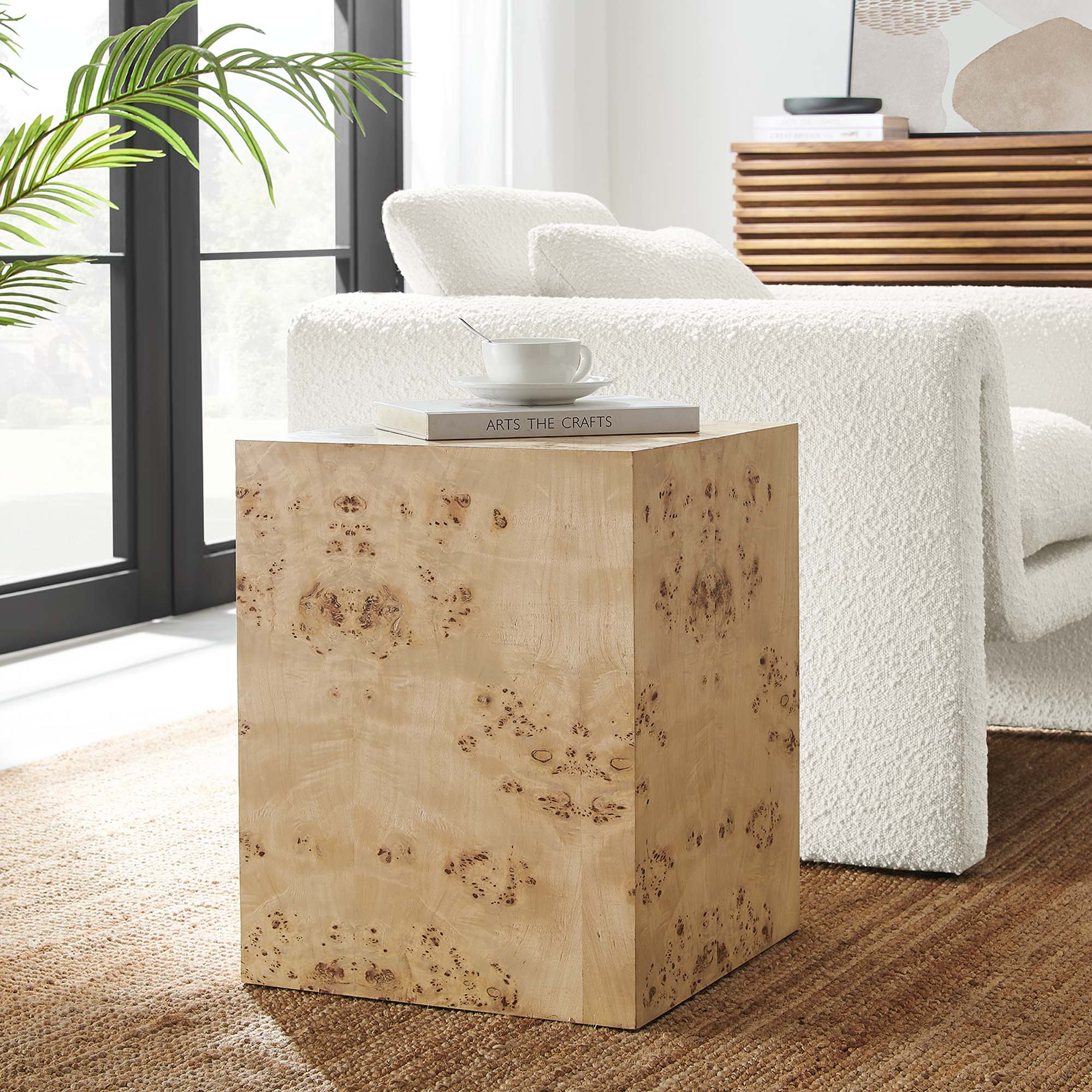 Cosmos 16" Square Burl Wood Side Table - Image 11