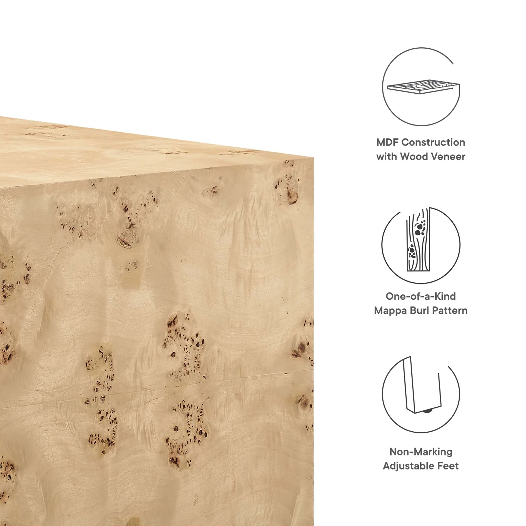 Cosmos 36" Square Burl Wood Coffee Table - Image 16