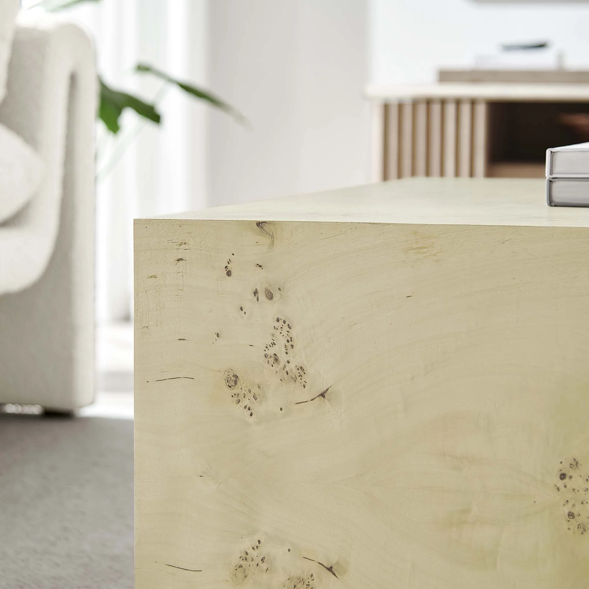 Cosmos 36" Square Burl Wood Coffee Table - Image 3