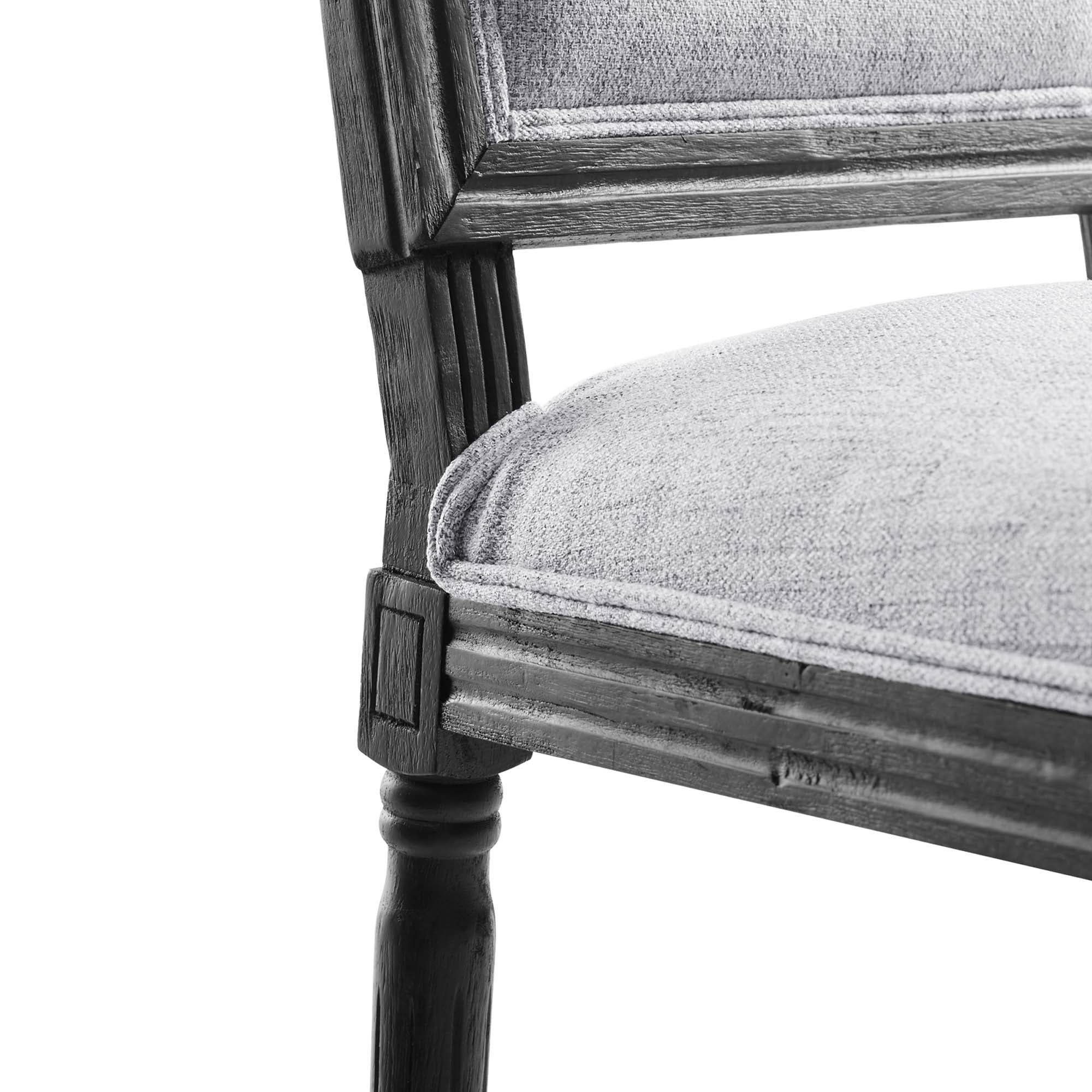 Court French Vintage Upholstered Fabric Dining Side Chair - Image 5