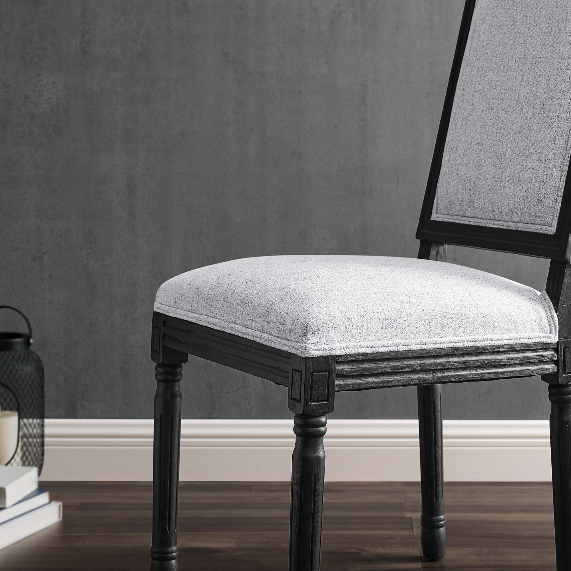 Court French Vintage Upholstered Fabric Dining Side Chair - Image 7