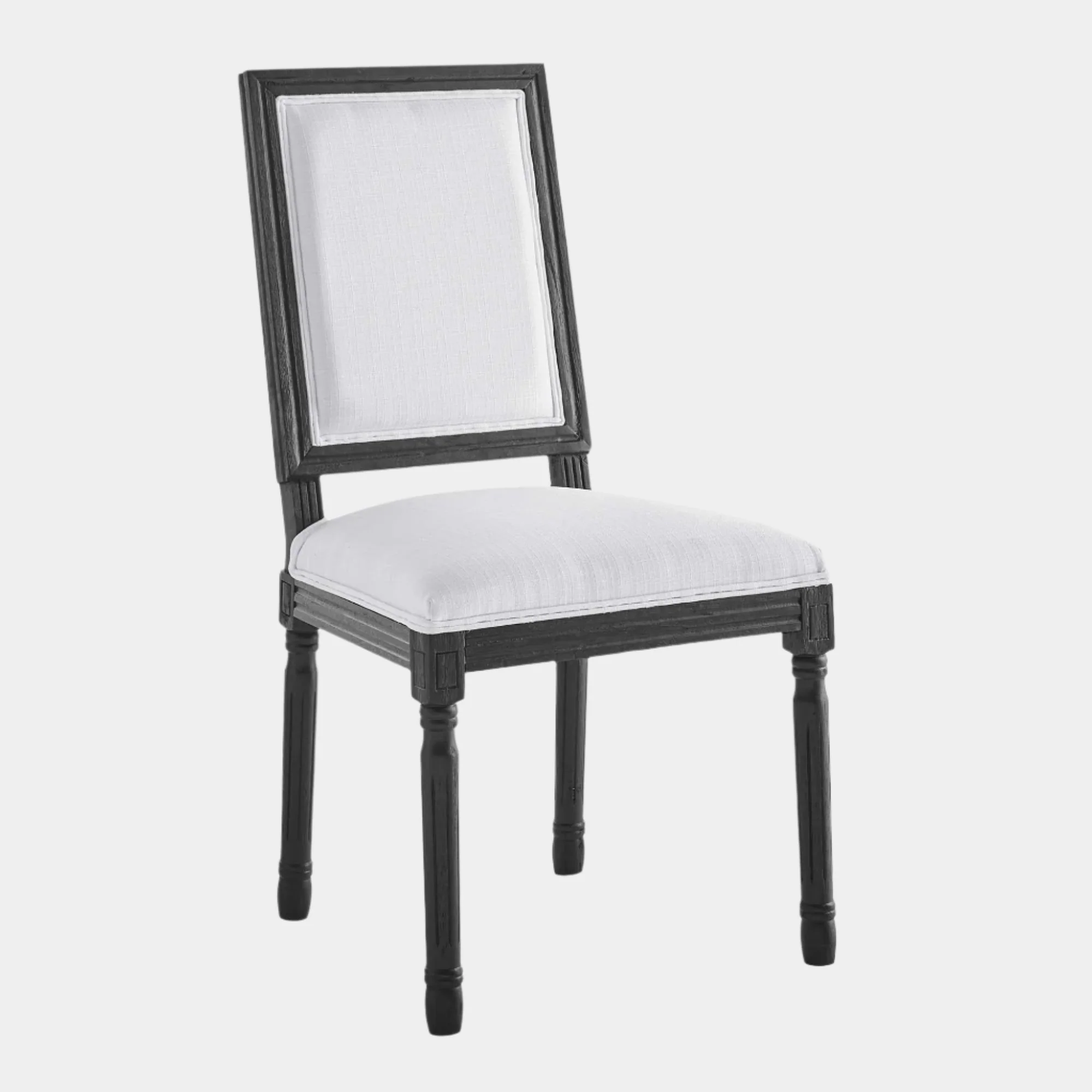 Court French Vintage Upholstered Fabric Dining Side Chair - Image 9