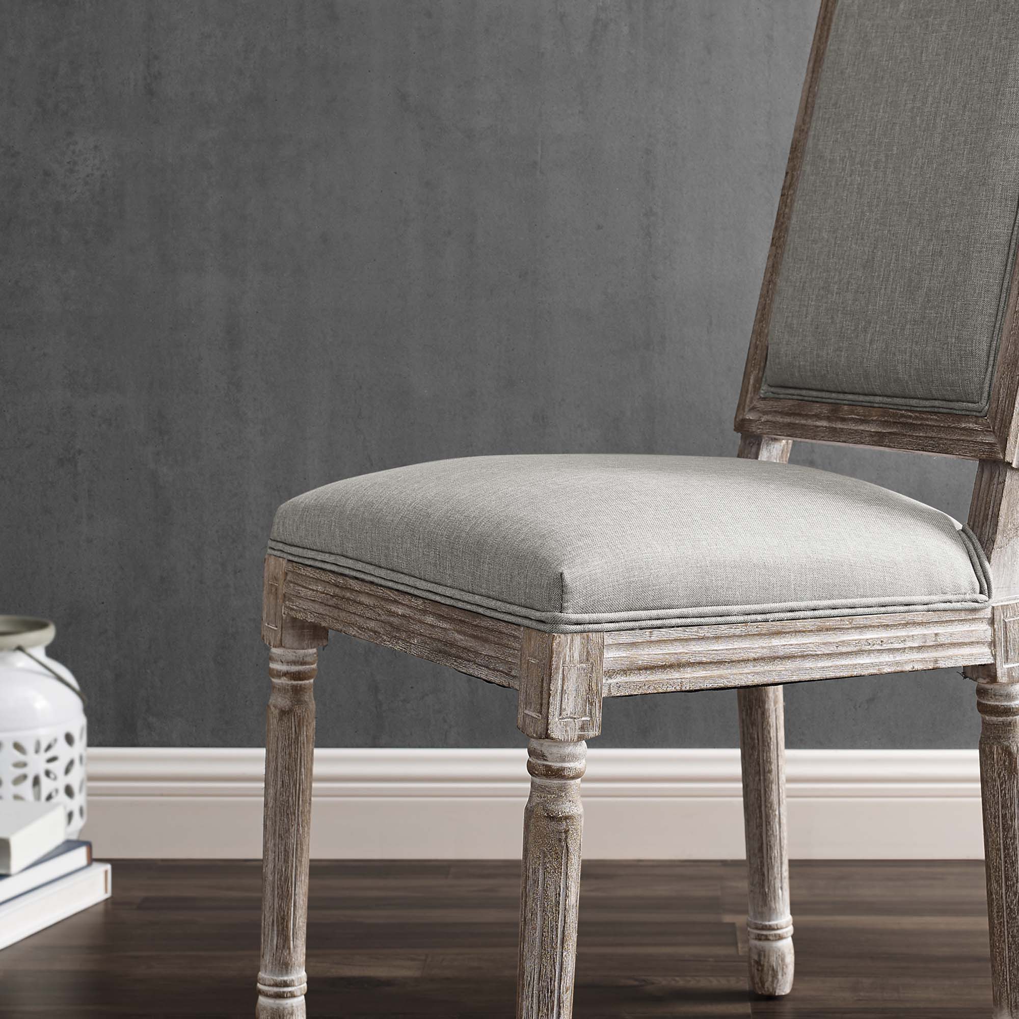 Court Vintage French Upholstered Fabric Dining Side Chair - Image 7