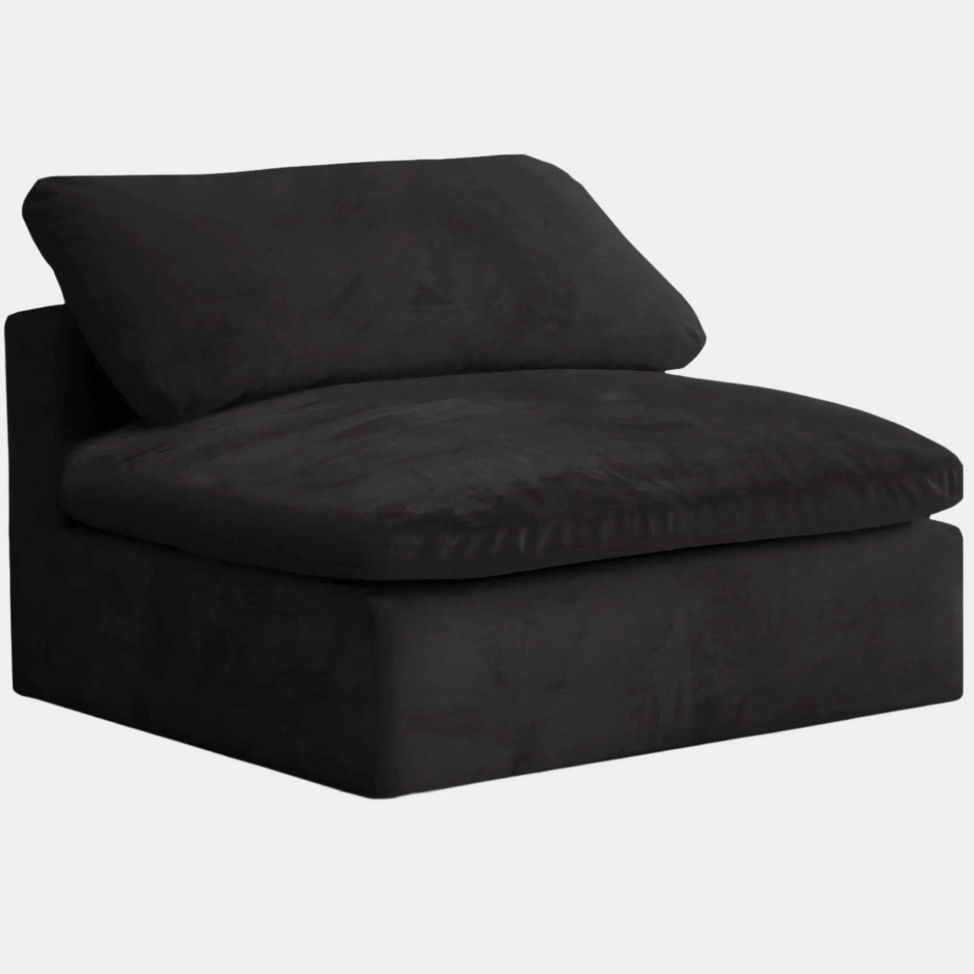 Cozy Velvet Upholstered Overstuffed Fiber Filled Comfort Comfort Armless Modular Chair