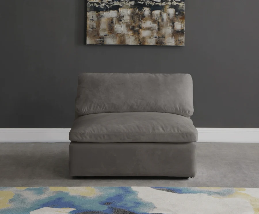 Cozy Velvet Upholstered Overstuffed Fiber Filled Comfort Comfort Armless Modular Chair - Image 10