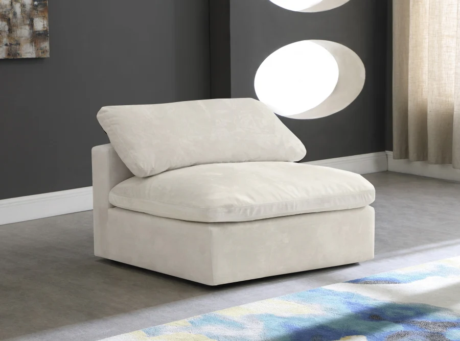 Cozy Velvet Upholstered Overstuffed Fiber Filled Comfort Comfort Armless Modular Chair - Image 16