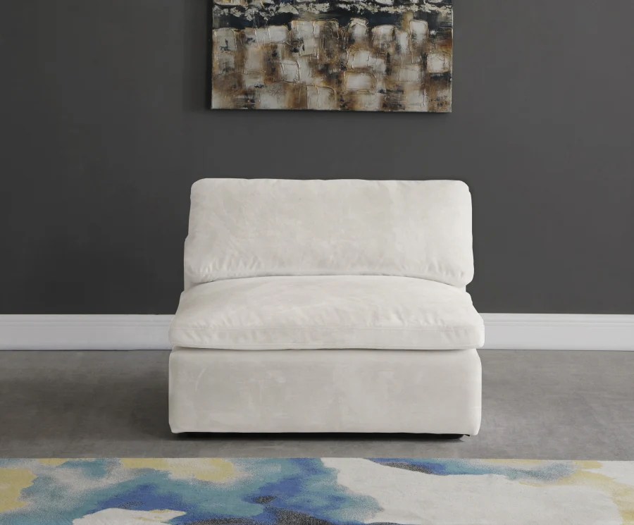 Cozy Velvet Upholstered Overstuffed Fiber Filled Comfort Comfort Armless Modular Chair - Image 17