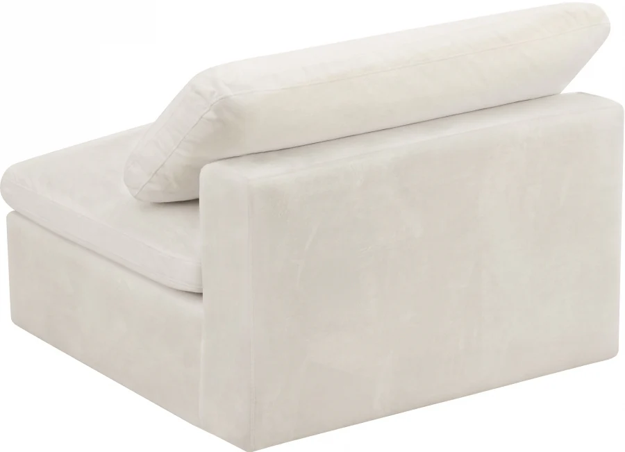 Cozy Velvet Upholstered Overstuffed Fiber Filled Comfort Comfort Armless Modular Chair - Image 18