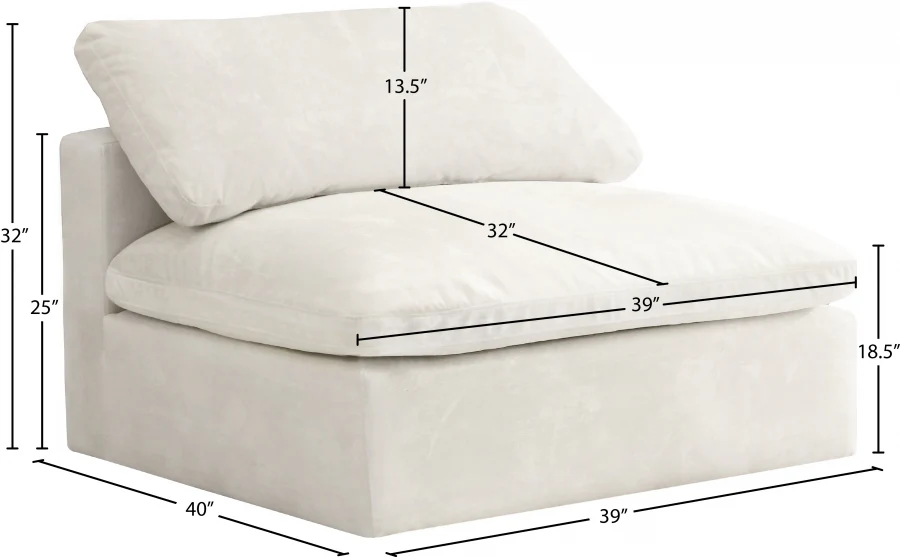 Cozy Velvet Upholstered Overstuffed Fiber Filled Comfort Comfort Armless Modular Chair - Image 20