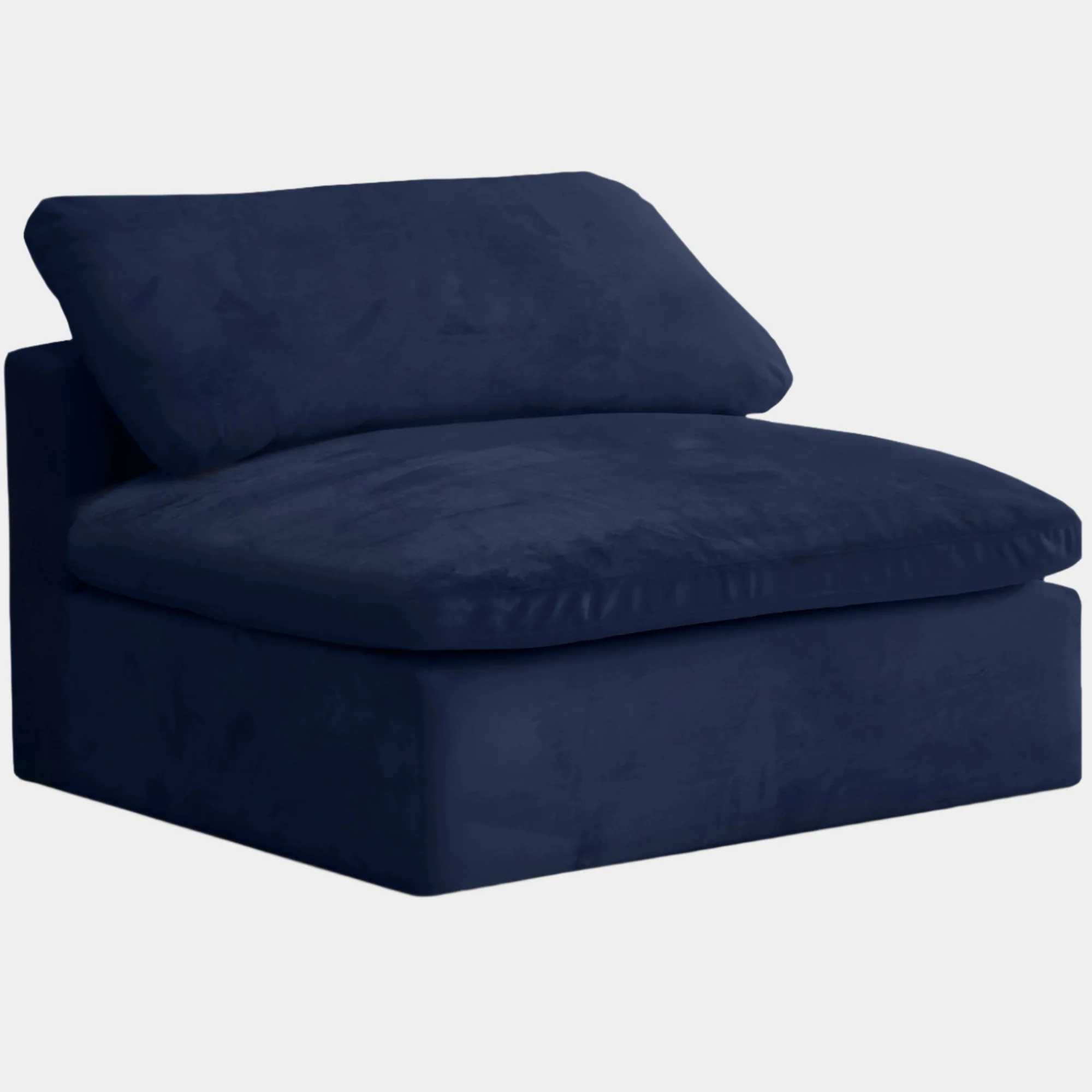 Cozy Velvet Upholstered Overstuffed Fiber Filled Comfort Comfort Armless Modular Chair - Image 21